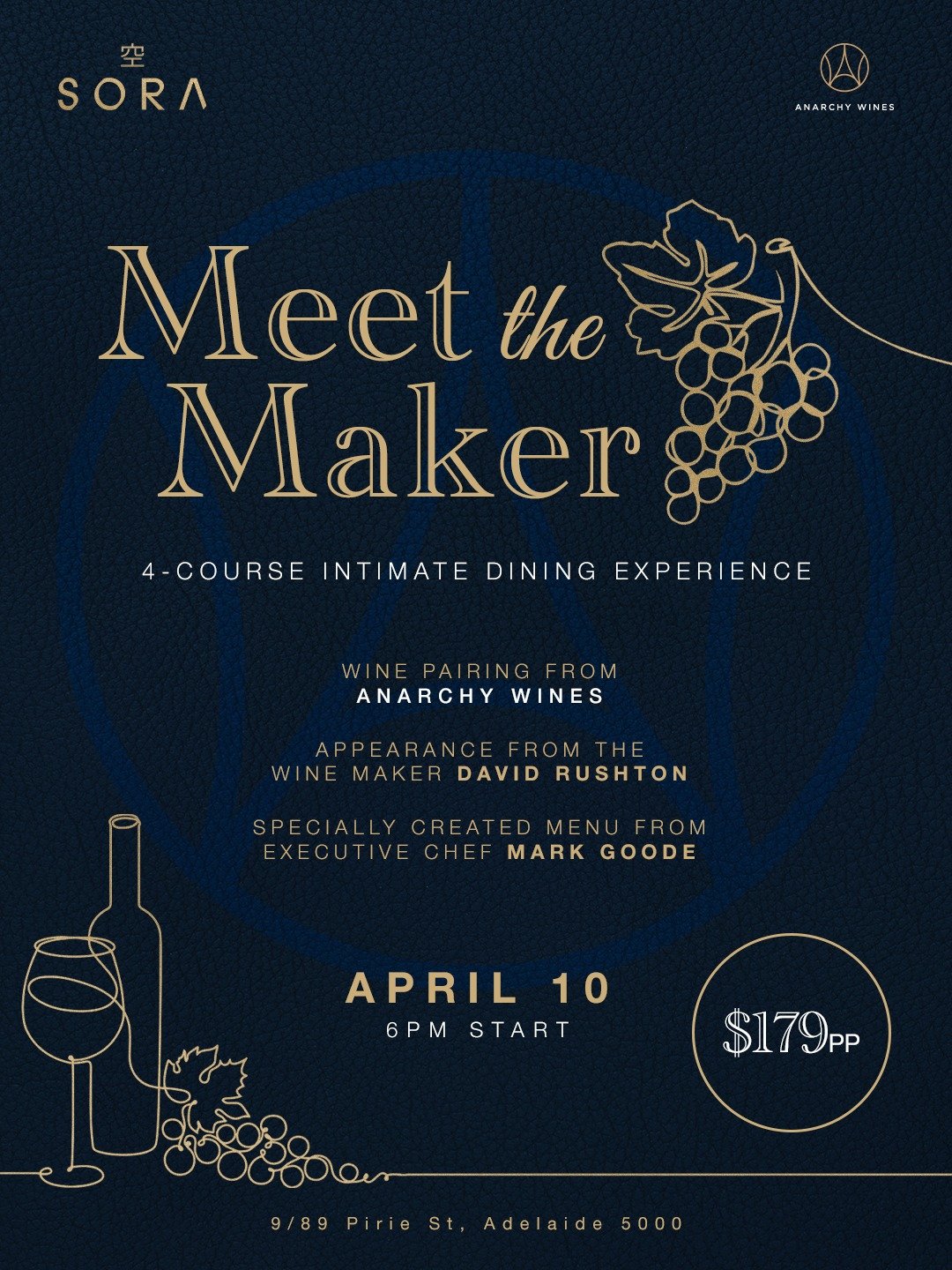 SORA x Anarchy Wines.

Bold Barossa Valley wines meet a one-night-only crafted menu by Executive Chef Mark Goode. 

With limited seats and a intimate experience, it&rsquo;s an evening not to miss.

Book now &rarr; link in bio
#SORA #SORAonPirie