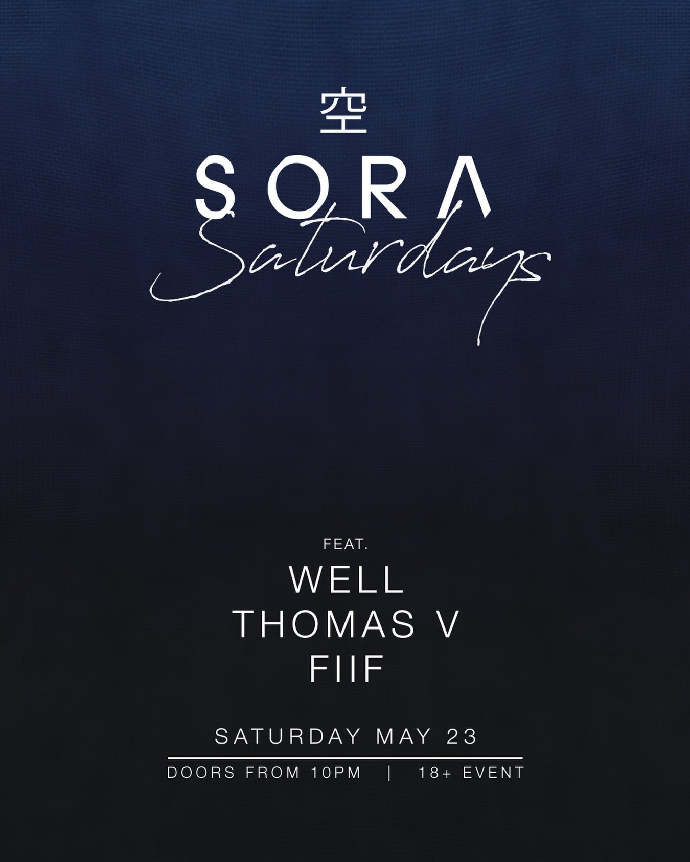 Adelaide, see you this Saturday night at SORA with DJs WELL, FIIF &amp; THOMAS V playing nothing but the best in RnB, House and Dance hits! 🪩 

18+ EVENT

DJs start from 10pm - get in early!