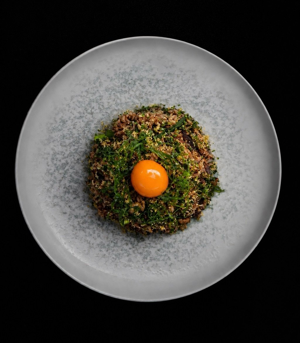 Chicken &amp; Grilled Garlic Shoot Fried Rice w/Salted Egg Yolk.

Book now - link in bio: www.soraonpirie.com.au

#sora #soraonpirie