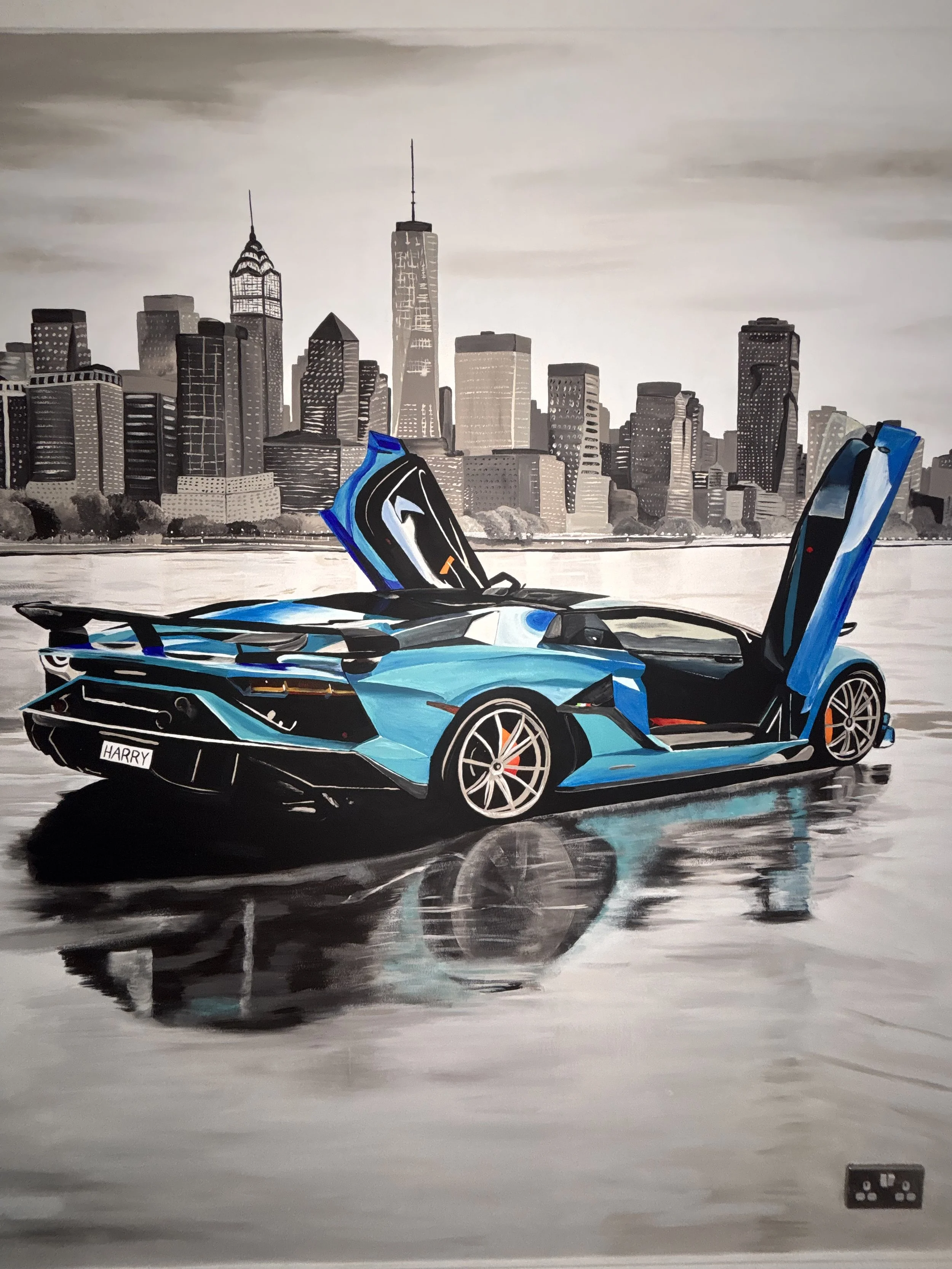 wall painter near me. murals for bedrooms, businesses and schools. car art. Lamborghini painting.