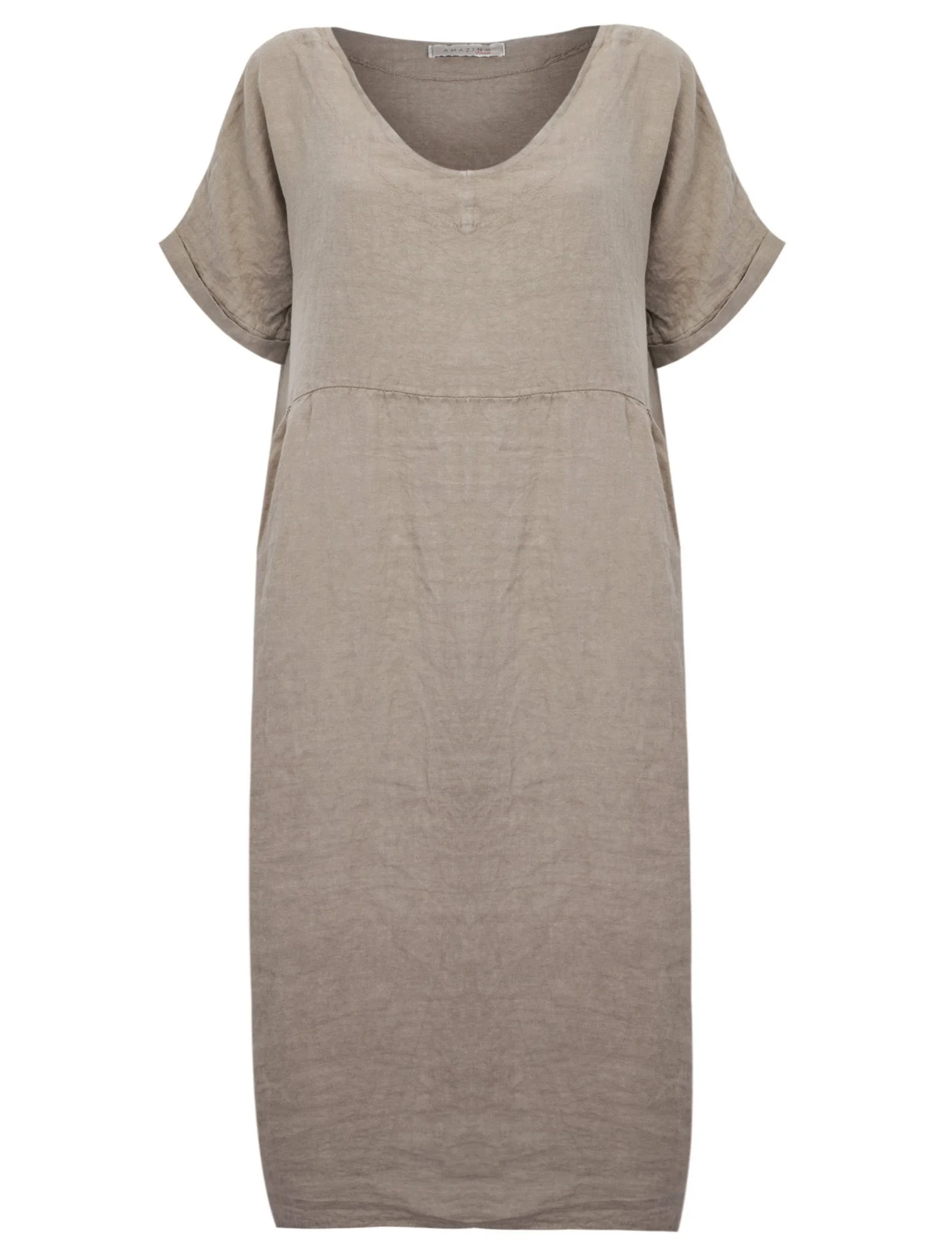 Tesa Midi Italian Linen Dress  -  Fango