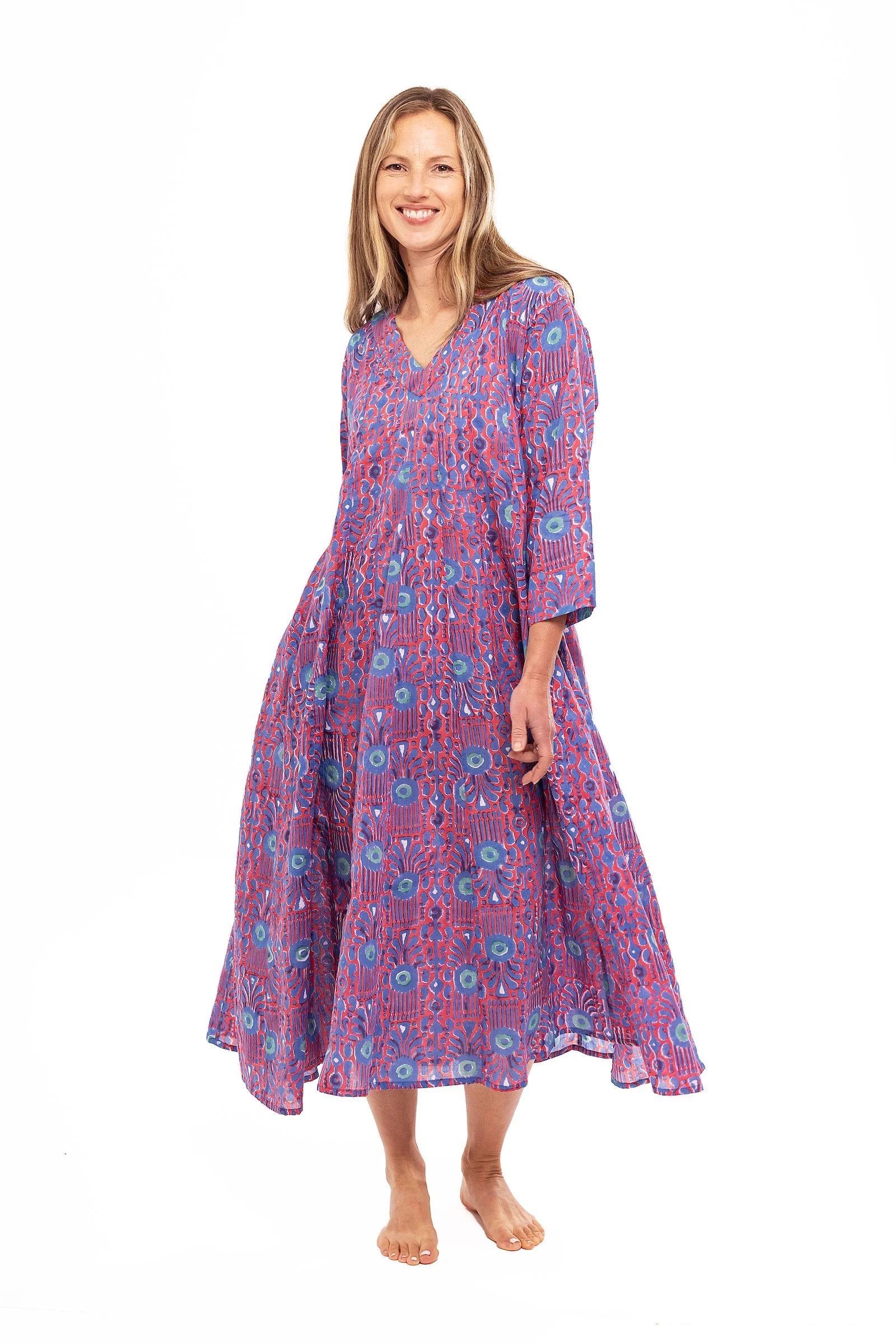 NILA RUBIA RANI SUNDRESS PURE COTTON HAND BLOCKED - RADHE