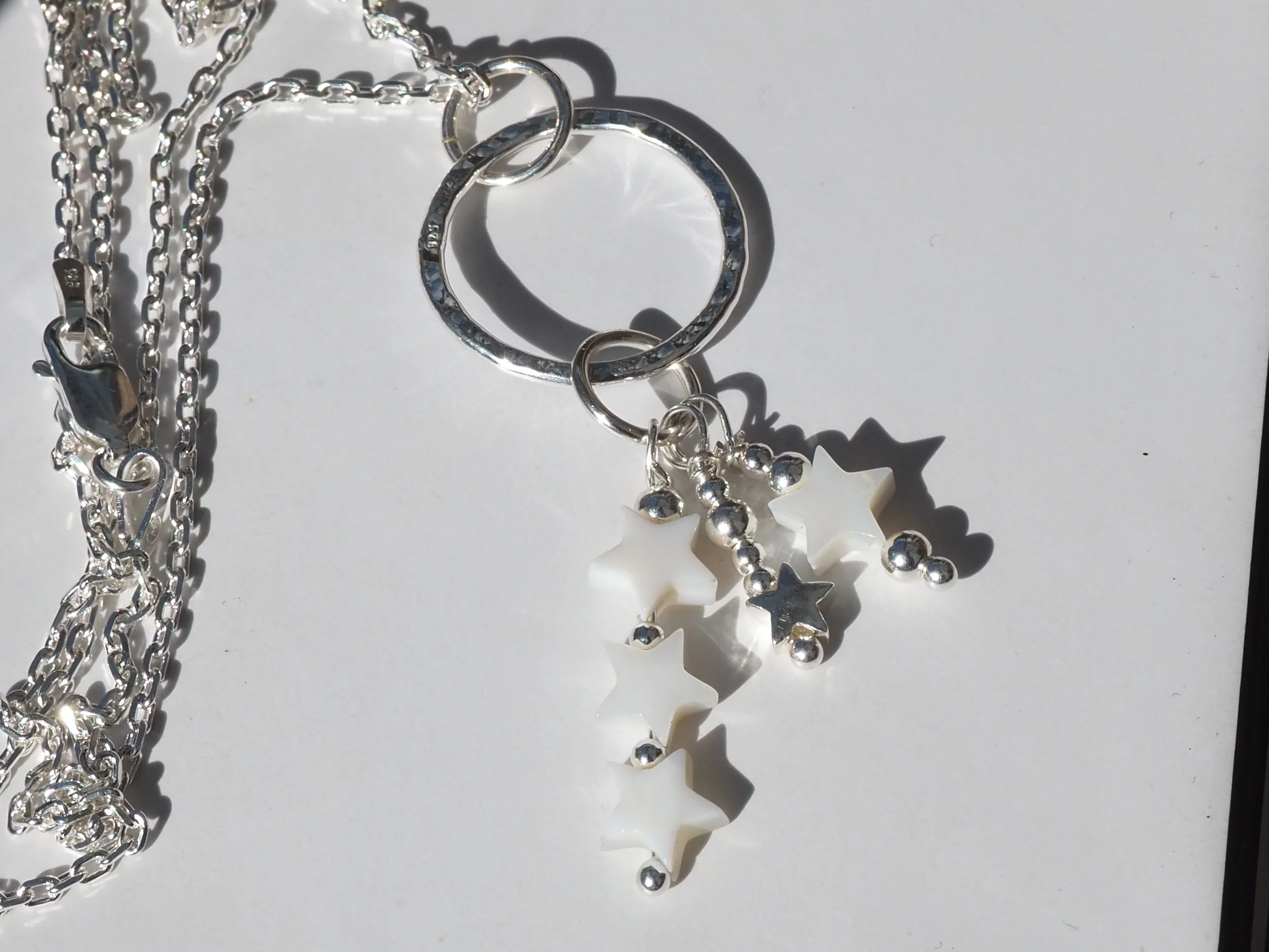 Wish Upon a Star - Sterling Silver & Mother of Pearl Stars Necklace