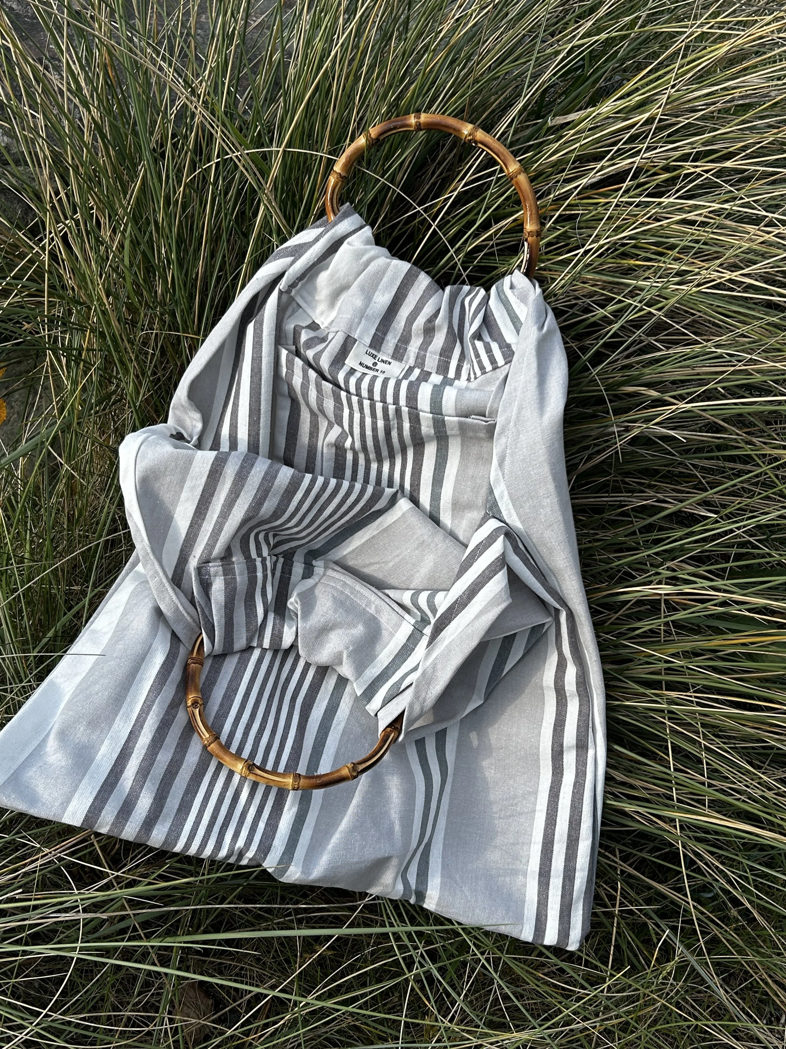 Organic Cotton Essential Beach Bag with Bamboo Handles
