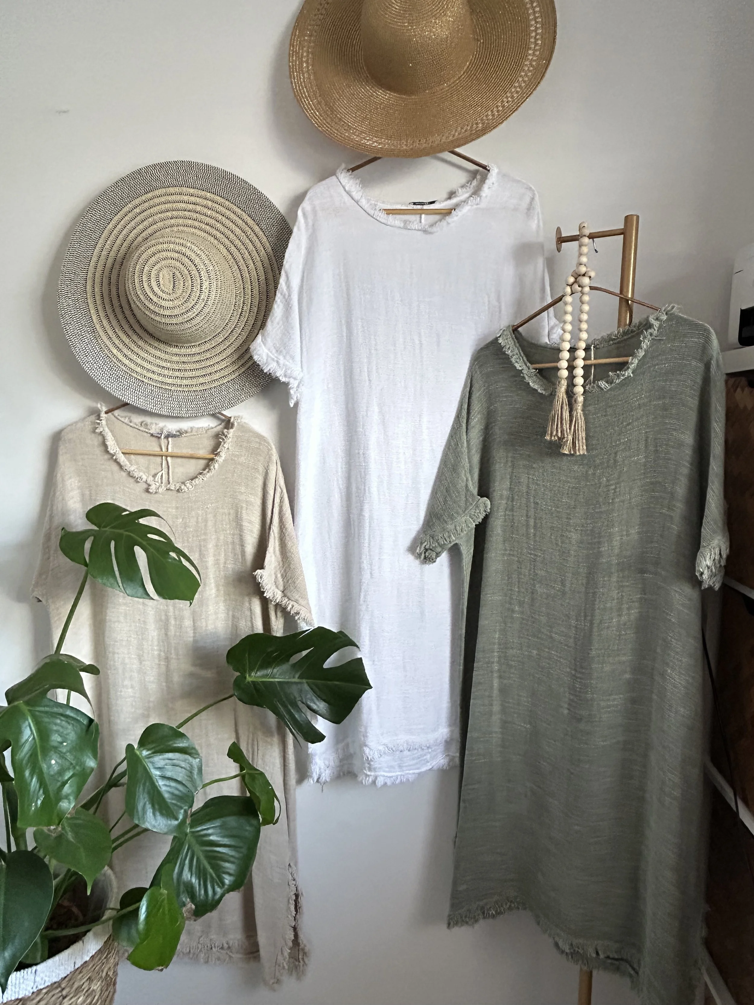 Italian Waffle Raw Edge Short Sleeve Dress