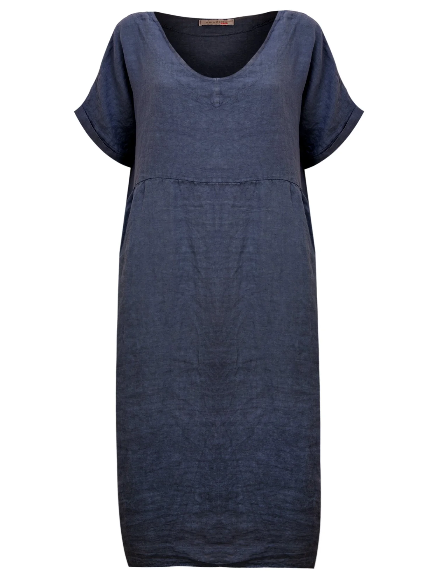 Tesa Midi Italian Linen Dress  - Dark Navy