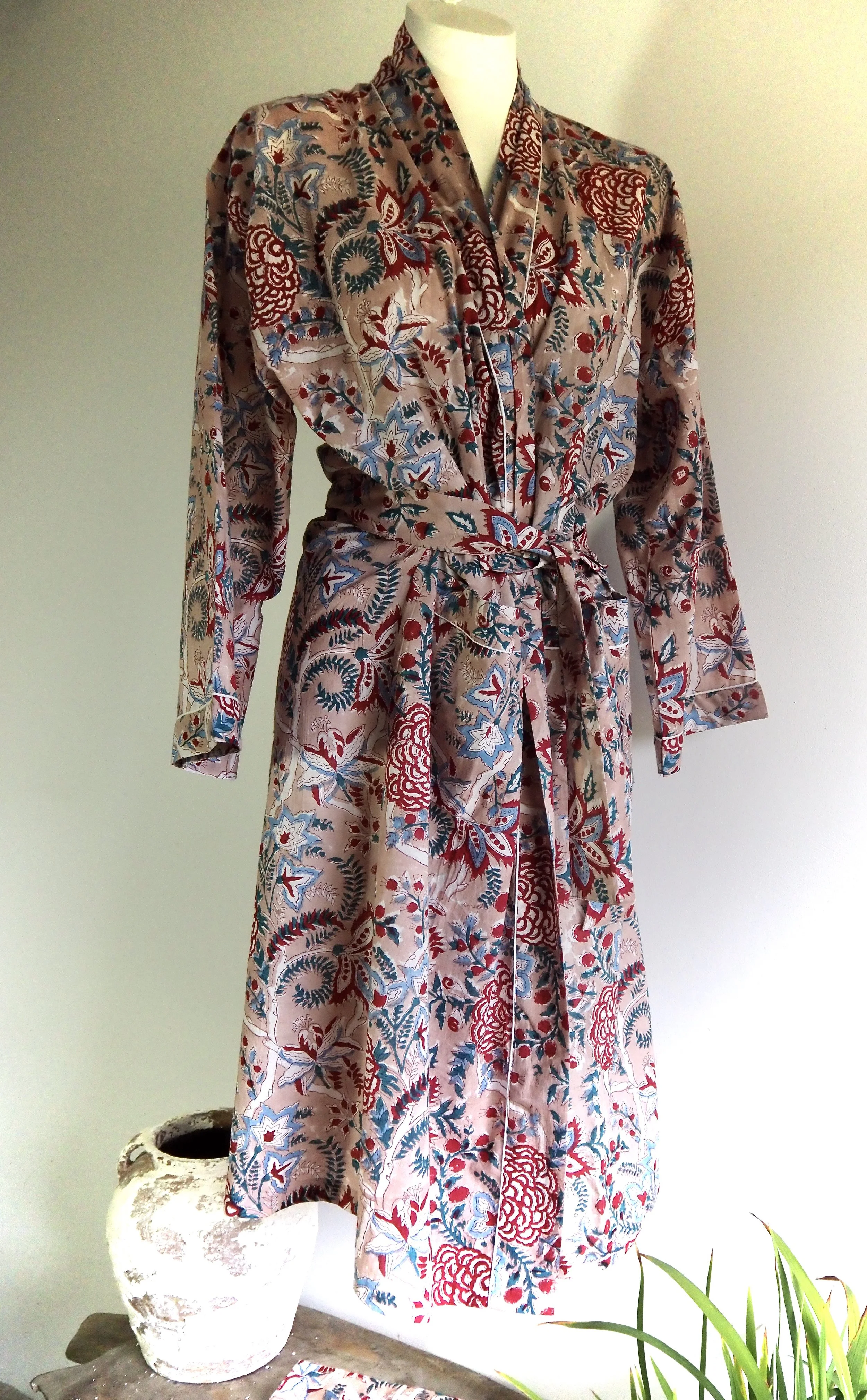 Organic Fine Cotton Robe - Hand Block Printed - Jaipur