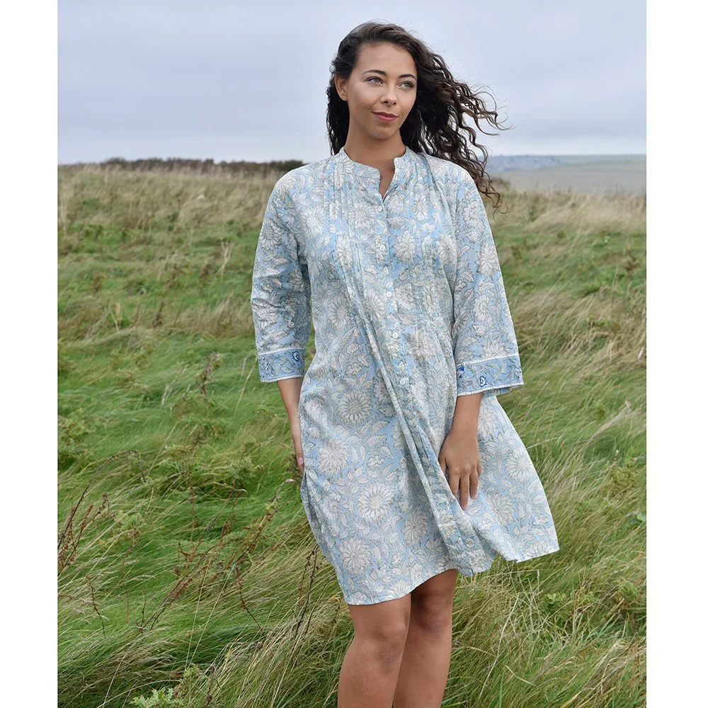 Blue Fleur shirt dress
