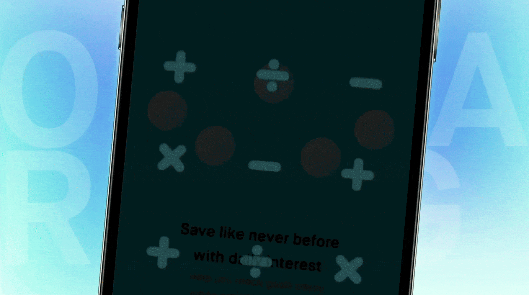 Close-up of a smartphone screen displaying icons of a calculator app and a message that says, "Save like never before with discretion."