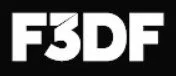 Logo F3DF en texte blanc sur fond noir