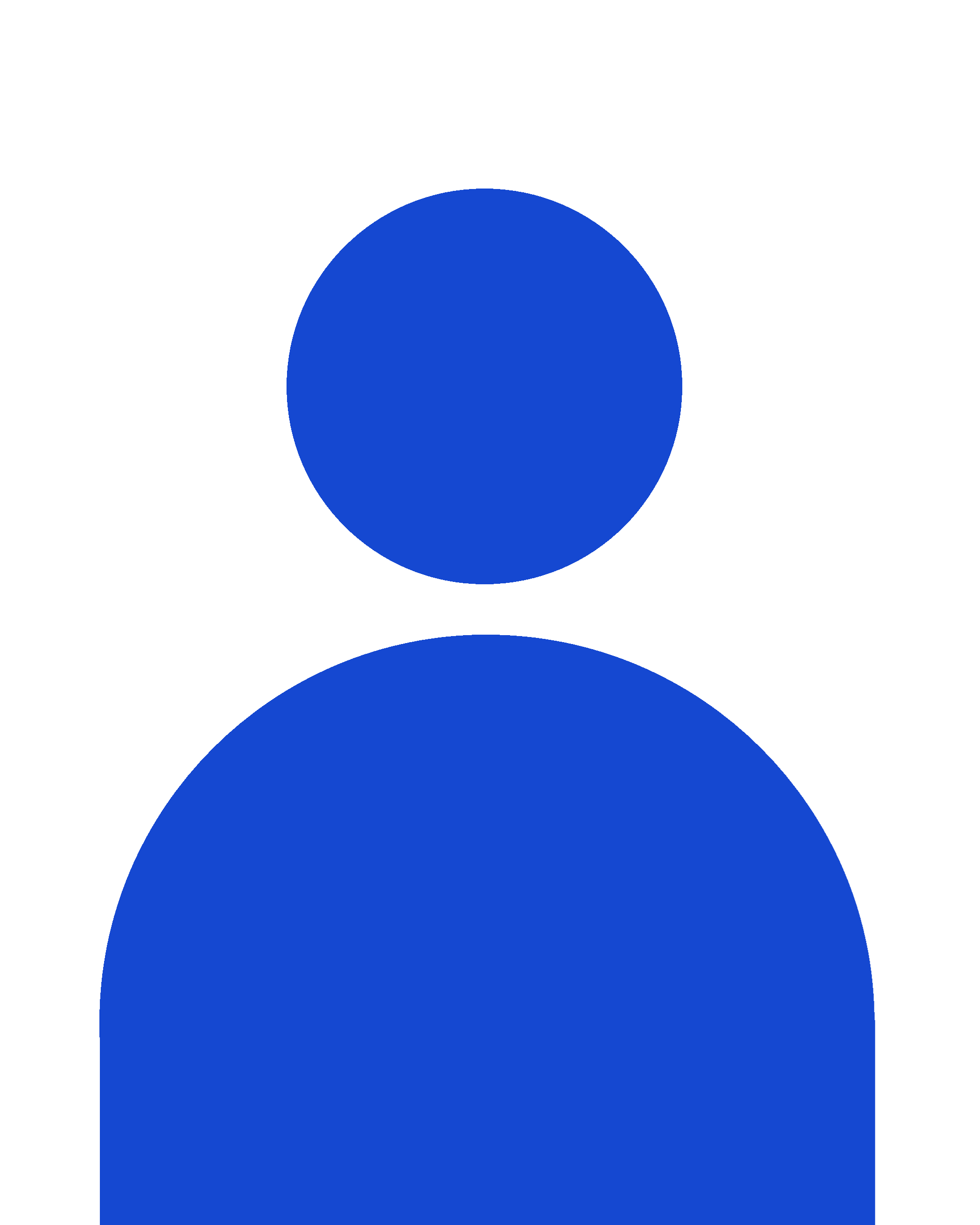 Symbolische Darstellung einer menschlichen Figur durch einen blauen Kreis für den Kopf und ein blauer Halbkreis für den Körper auf weißem Hintergrund.