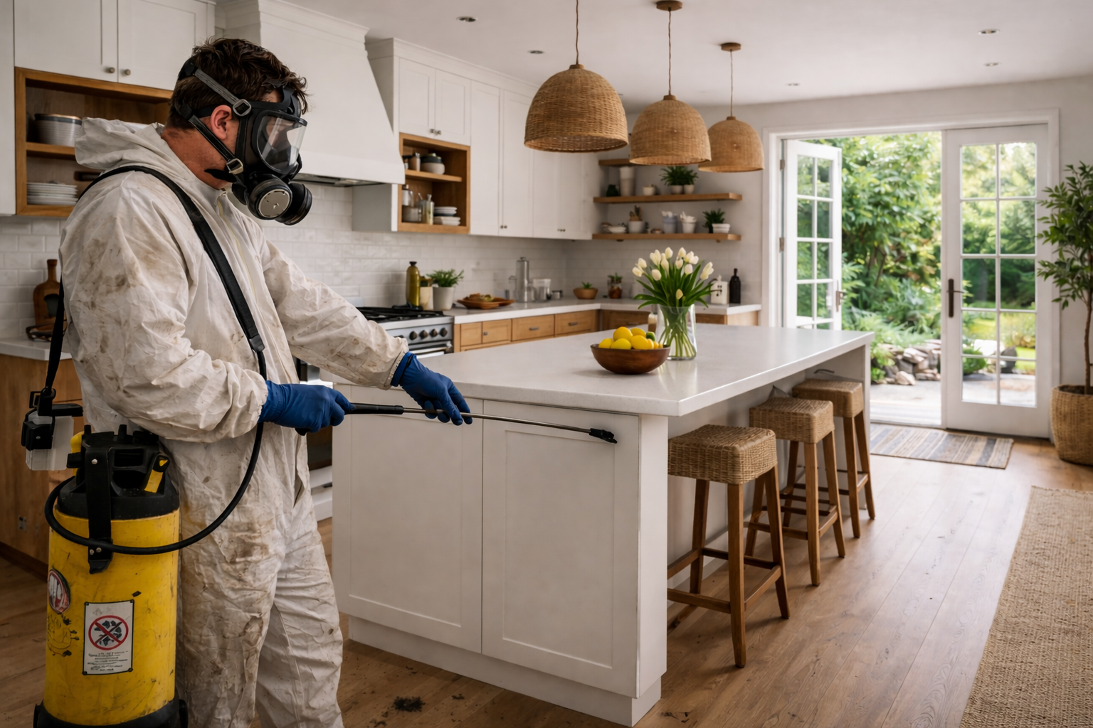 Ein Bild eines Kammerjägers in einer sauberen Küche (Kammerjäger abzocke)