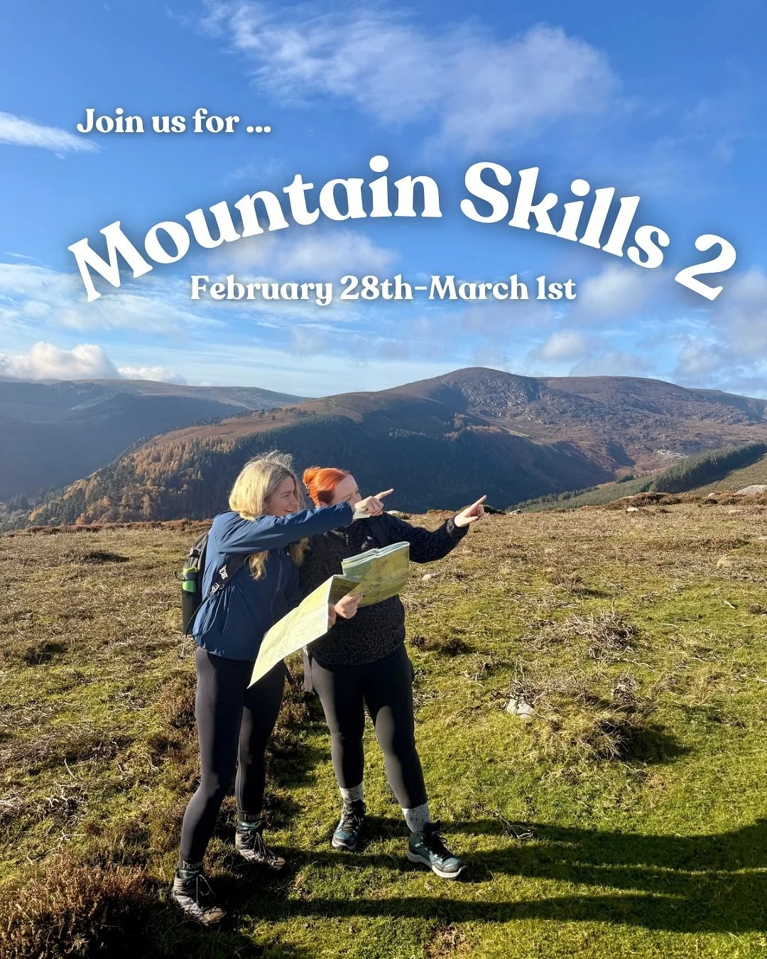 🥾 Want to improve your mountain skills? Join us for MS2 Training! 🥾

📍 Connemara
📅 February 28th and March 1st
🕘 2 day course plus a night navigation 
💰 &euro;160 regular price or &euro;150for Saol Sona Society members (plus &euro;35 Mountain S
