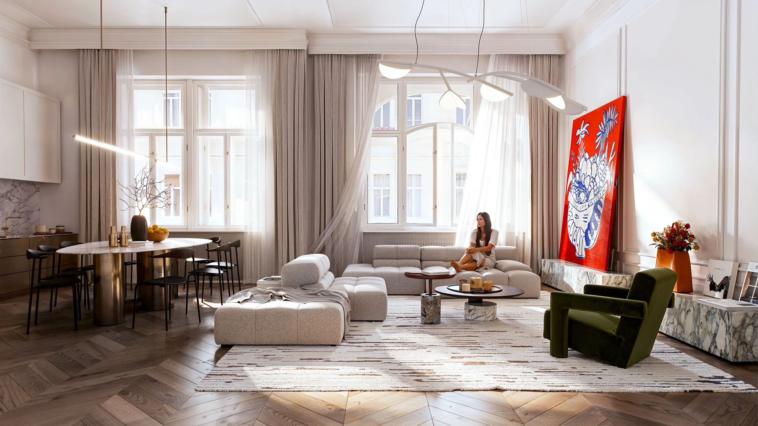 Projekt Římská 34, návrh interiéru a ukázka bydlení