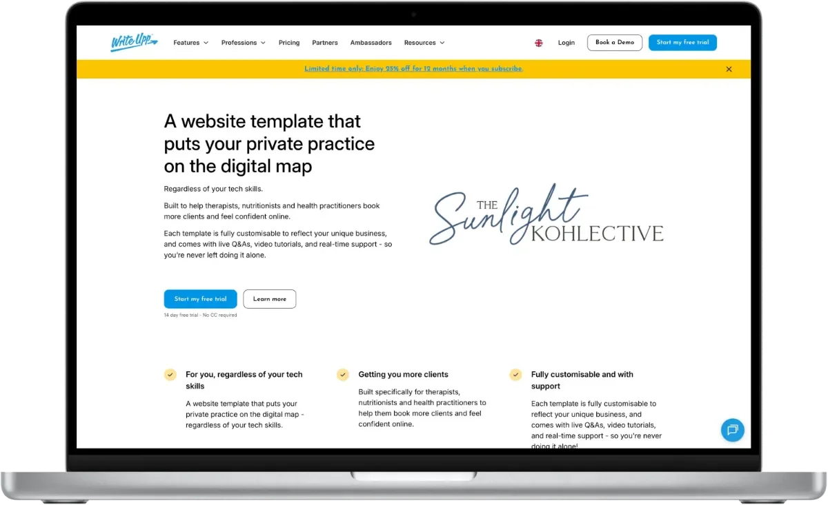 The Sunlight Kohlective official partner page on Writeupp website