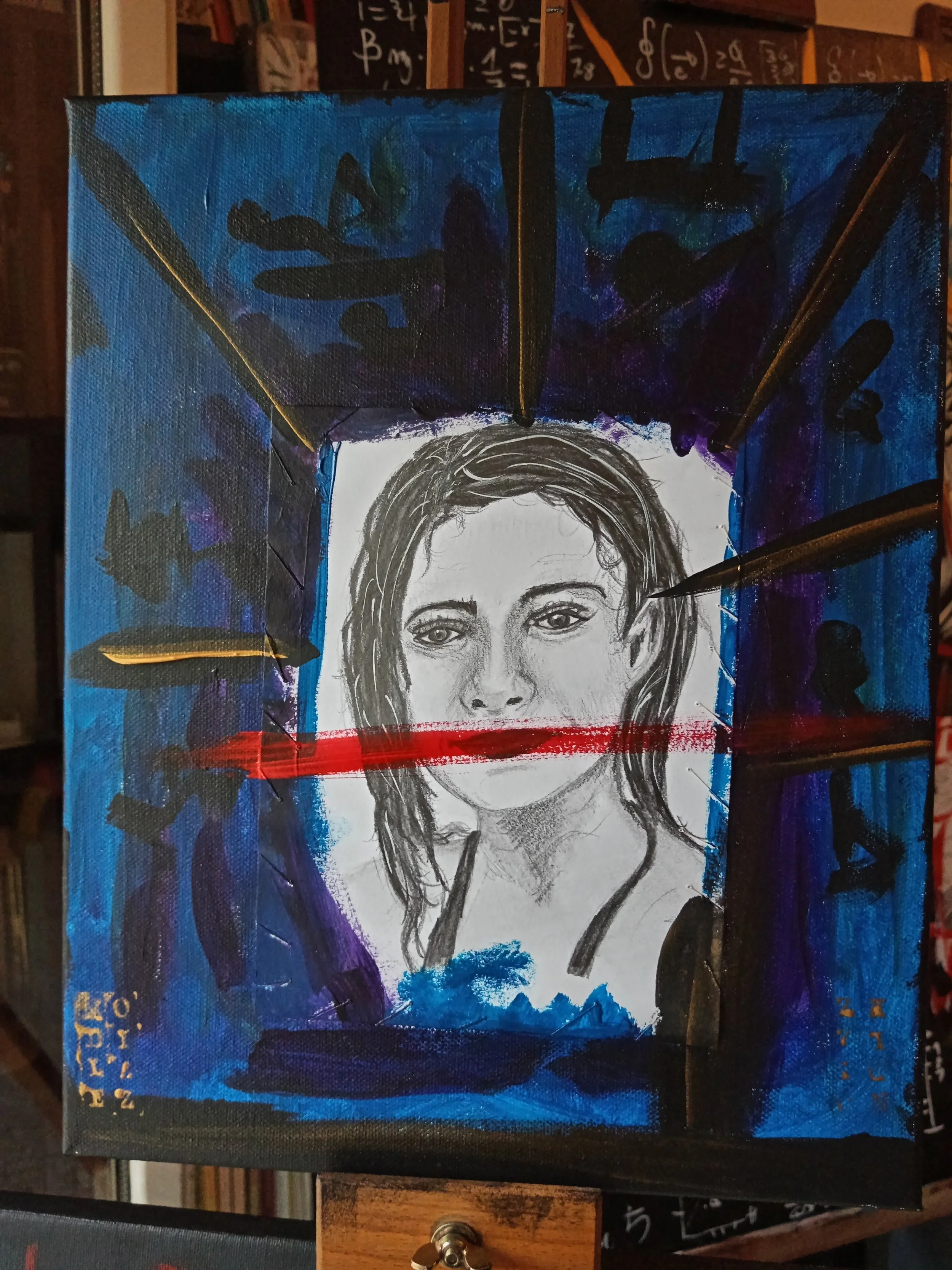 Donna in Blu - 
Tecnica Mista - 
28x35