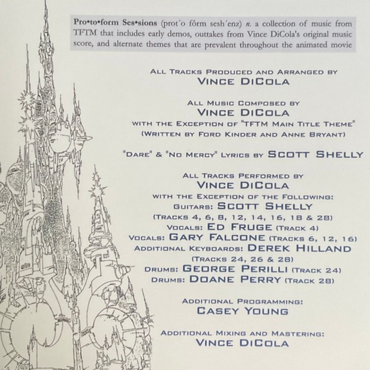The Protoform Sessions back cover with full tracklist — Special Edition Music 2026 reissue
