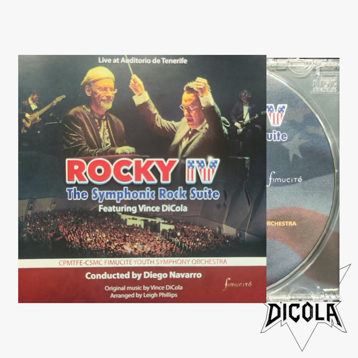 Rocky IV – The Symphonic Rock Suite CD mockup with disc — live at Auditorio de Tenerife