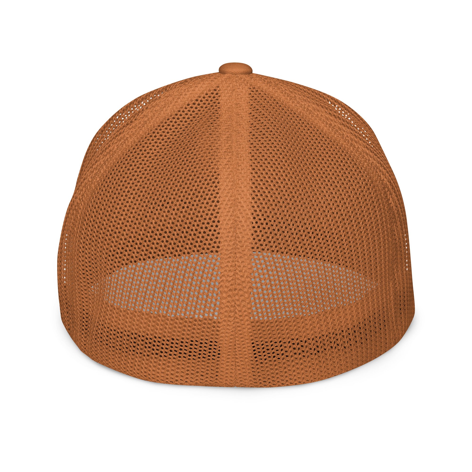 Jörgen Warberg Closed-back trucker cap in caramel with 3D slogan embroidery Jörgen Warberg Closed-back trucker cap in caramel with 3D slogan embroidery | front view back side view