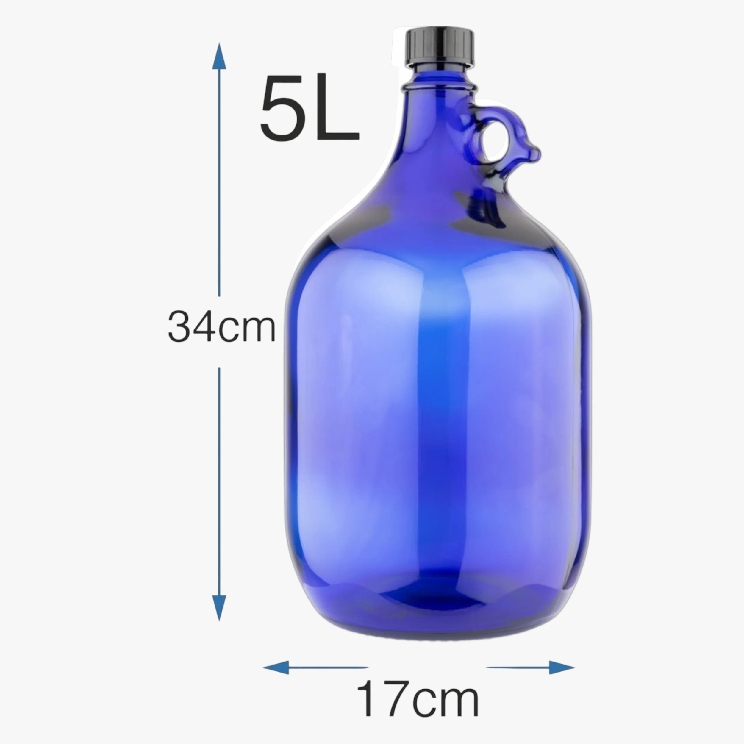 5L handled dark blue bottle with screw cap