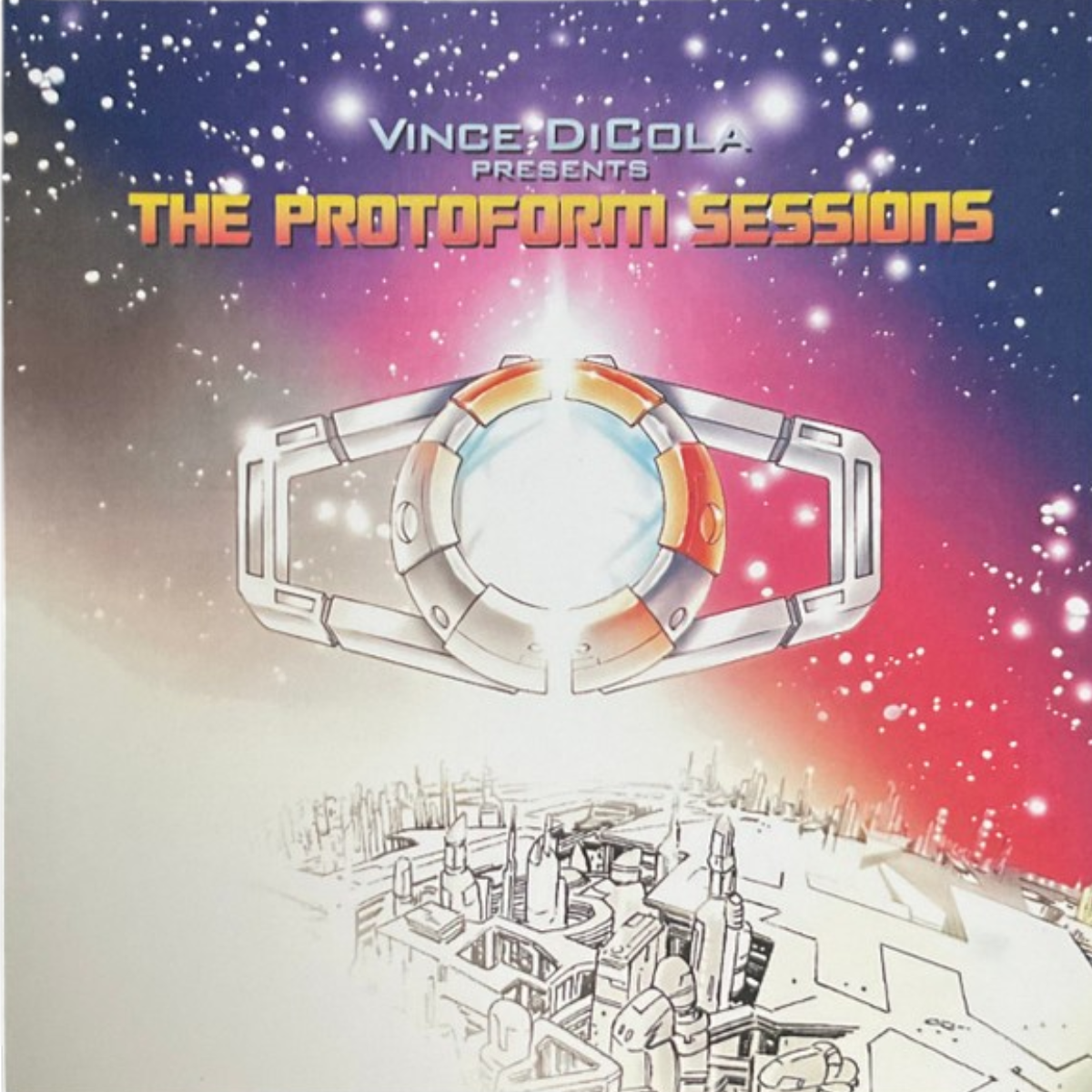 The Protoform Sessions front cover — Matrix of Leadership over a Cybertron cityscape, Vince DiCola