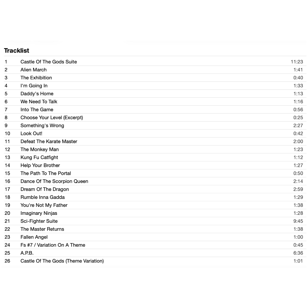Falling Off a Clef tracklist — 26 tracks, approx. 60 minutes