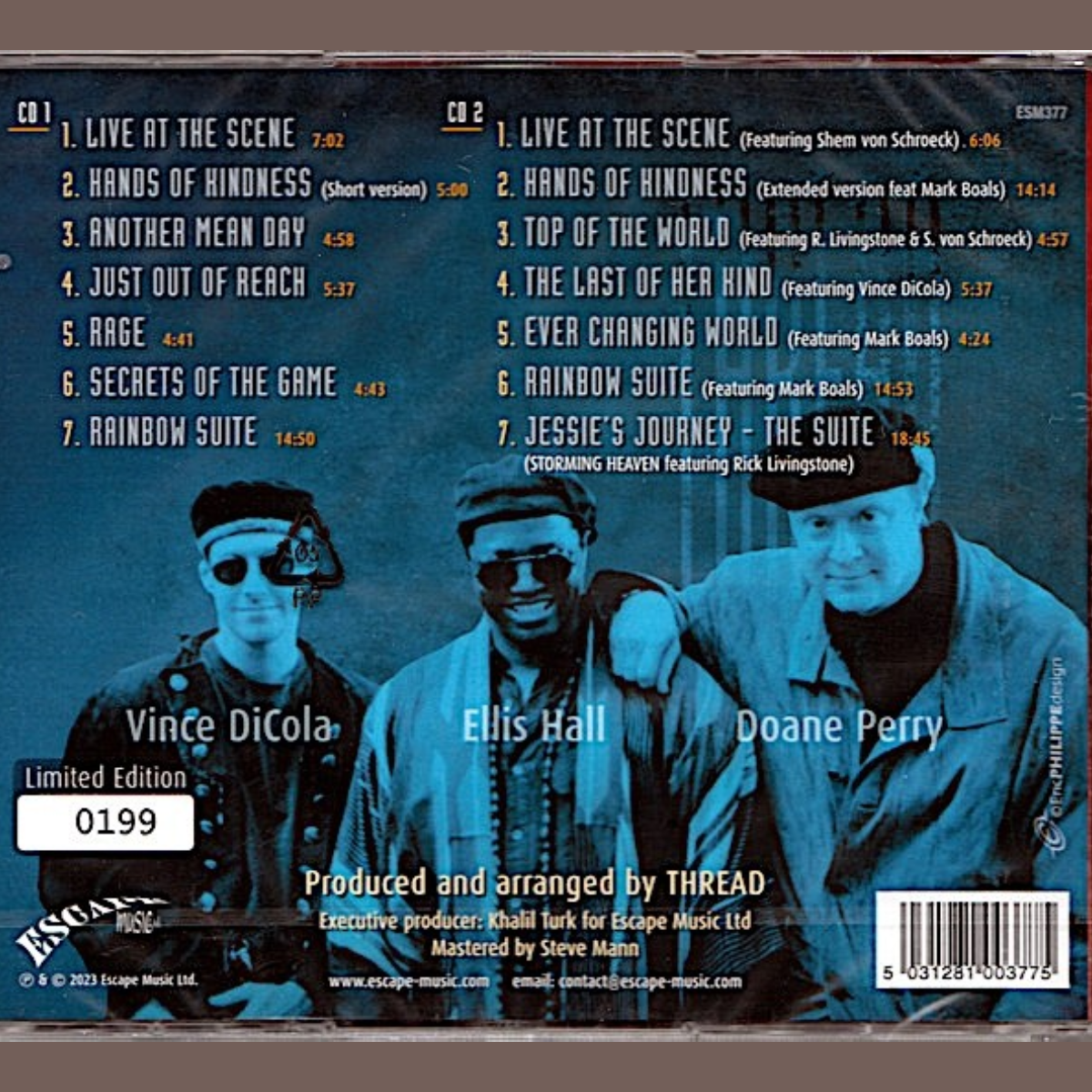 THREAD_back cover with full tracklist — remastered album plus previously unreleased bonus disc