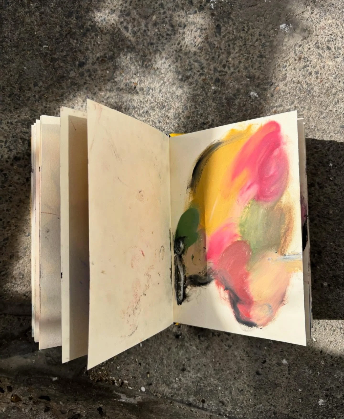 Recent sketchbook bought from Dublin trip. 
Oil pastel.