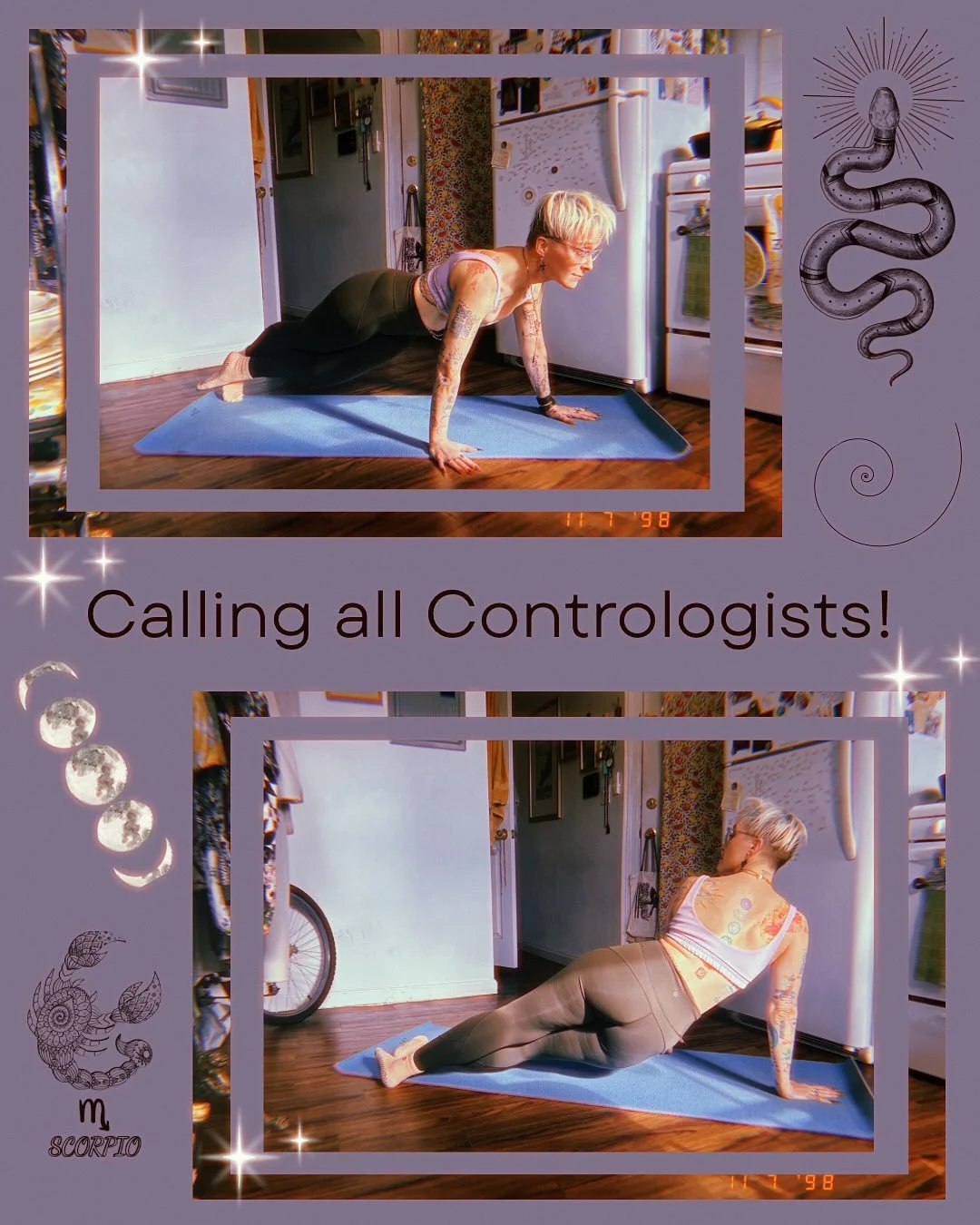 Calling all contrologists and astro besties! YOU&rsquo;RE INVITED to feature in a community campaign. DM us your sun (and moon and rising if you got &lsquo;em) and help us magic mat work magic! &copy;️🌝🌚🎬🌀✨🔮 #contrology #community #scorpioseason