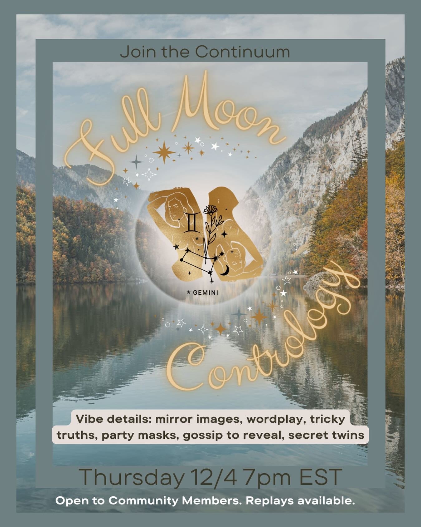 Join the Continuum community for our last Full Moon class of 2025! Full Moon in Gemini class on Thursday December 4th, at 7p EST. This foundational level classical Pilates class designed for all bodies and experience levels 🩻💗 
Full moon meditation