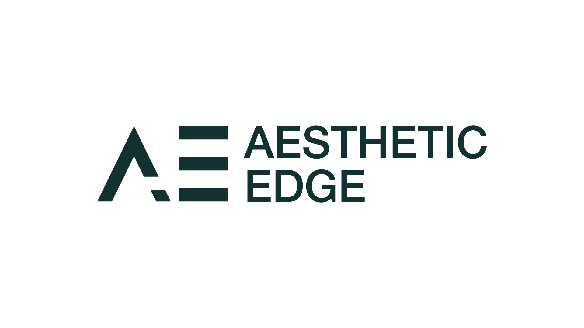 Logo for Aesthetic Edge featuring a stylized 'A' icon and the company name in dark teal