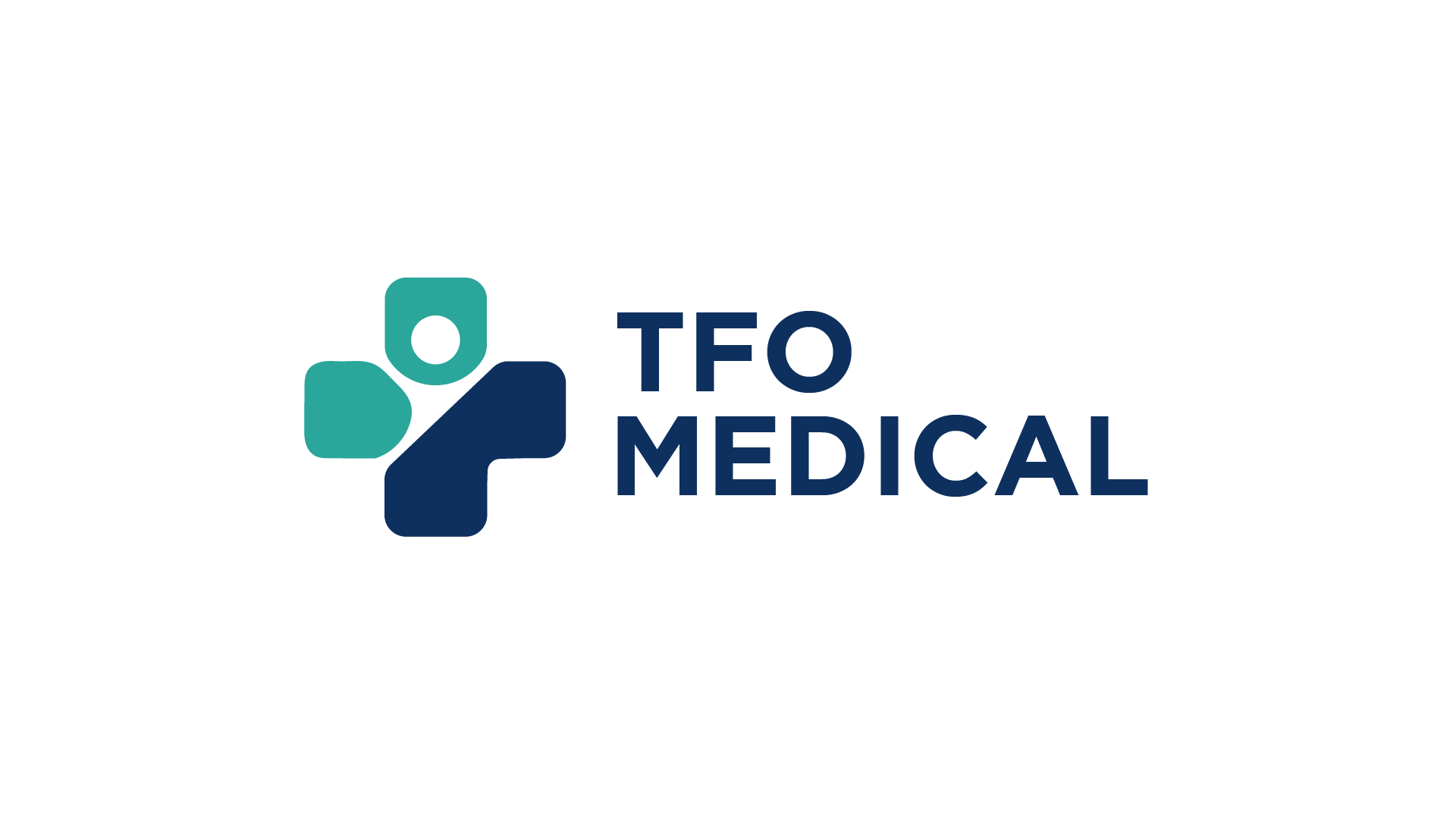 Logo for TFO Medical with a stylized blue and teal medical cross and the company name in navy blue text.