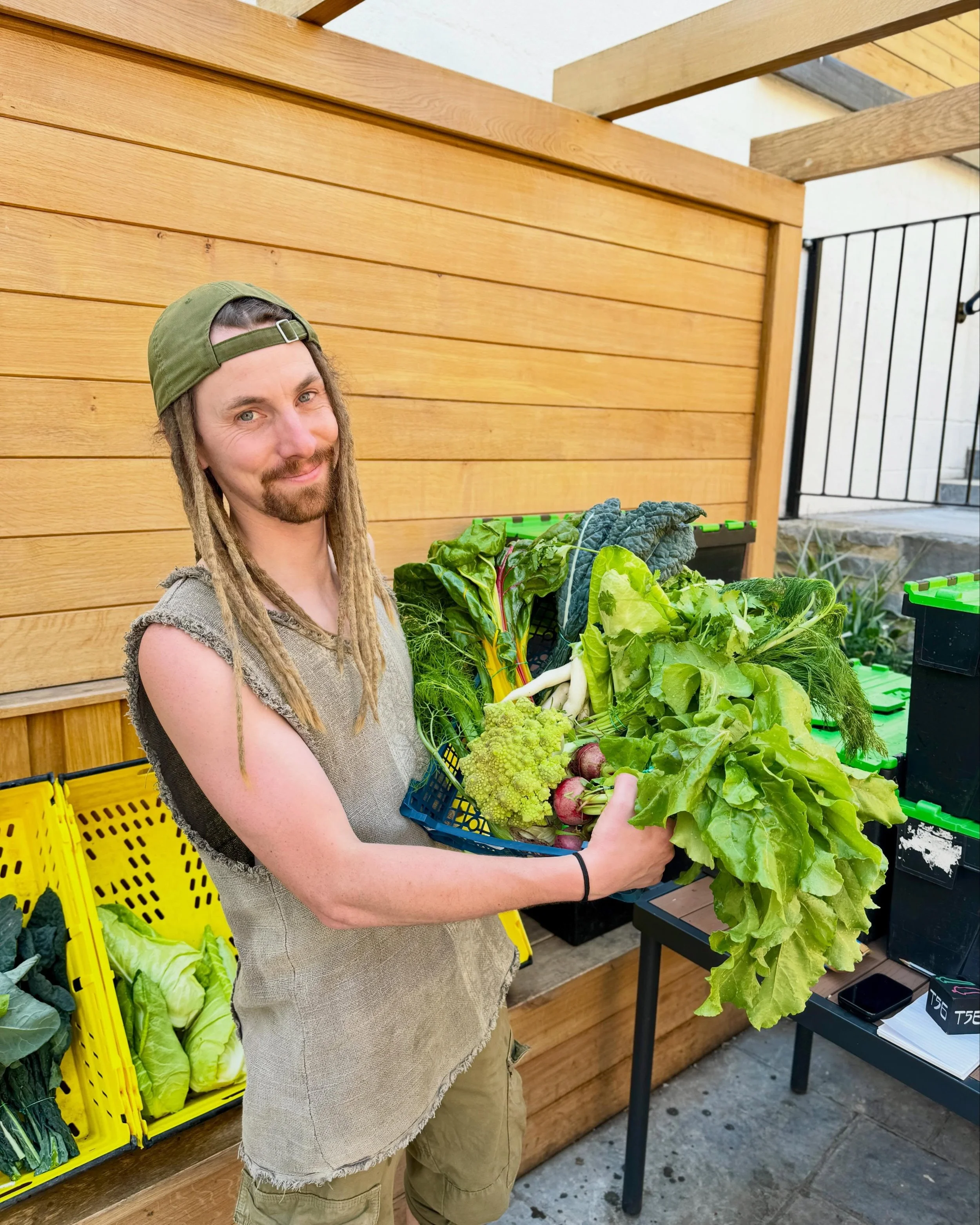 First market is up and running with our resident garden guru, Spencer. 

All of our produce is grown using regenerative practices focussing on working in synergy with the land which is located a meer 5 minute drive away. 

This market will be every w