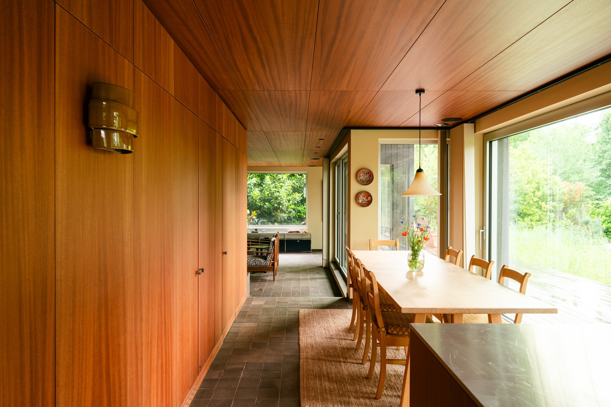 Dining room at Hakone House with large windows.