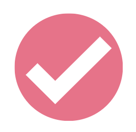 Pink circle with a white checkmark inside