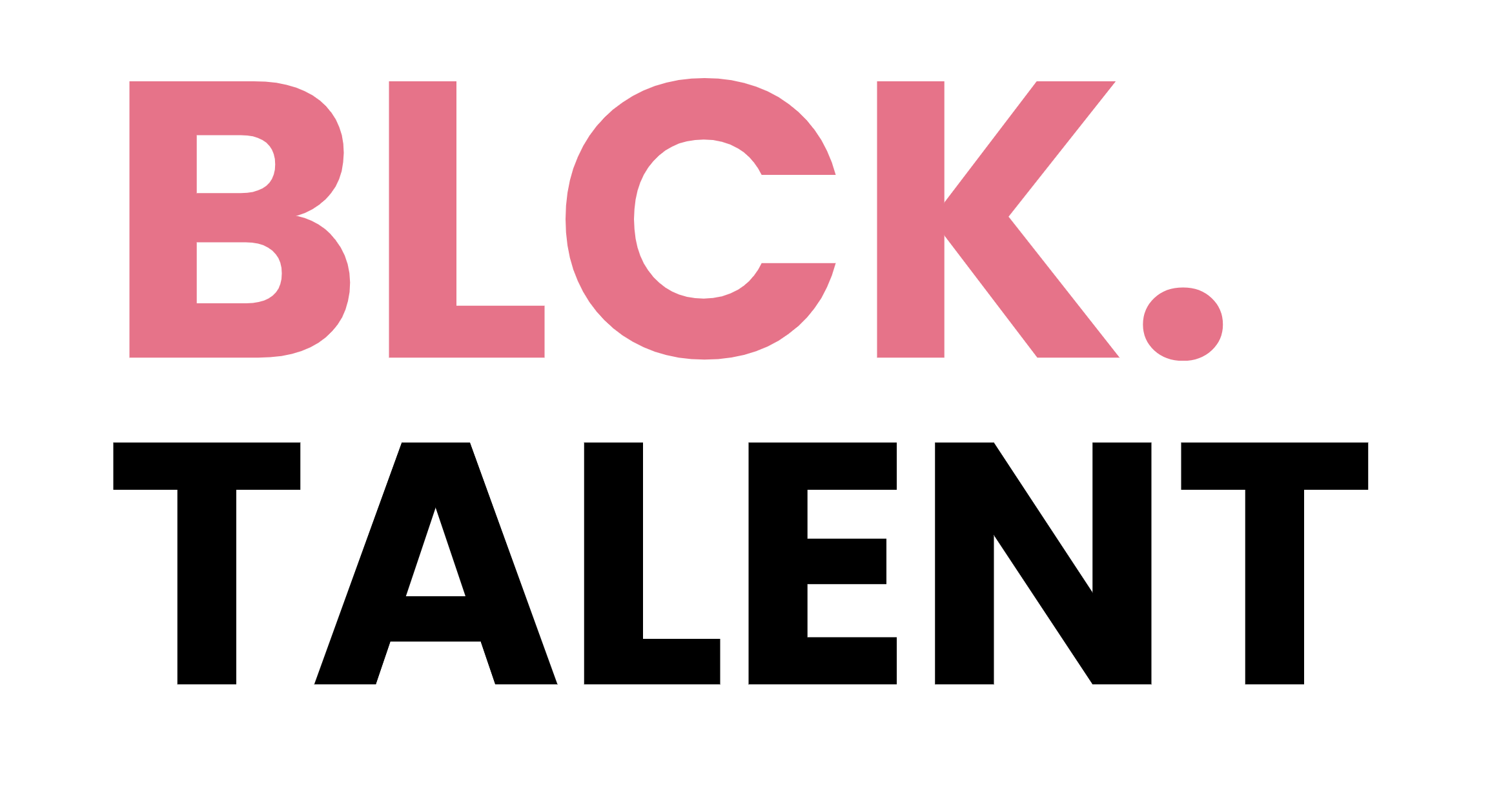 The image displays the words "BLACK." in pink and "TALENT" in black, with a white background.