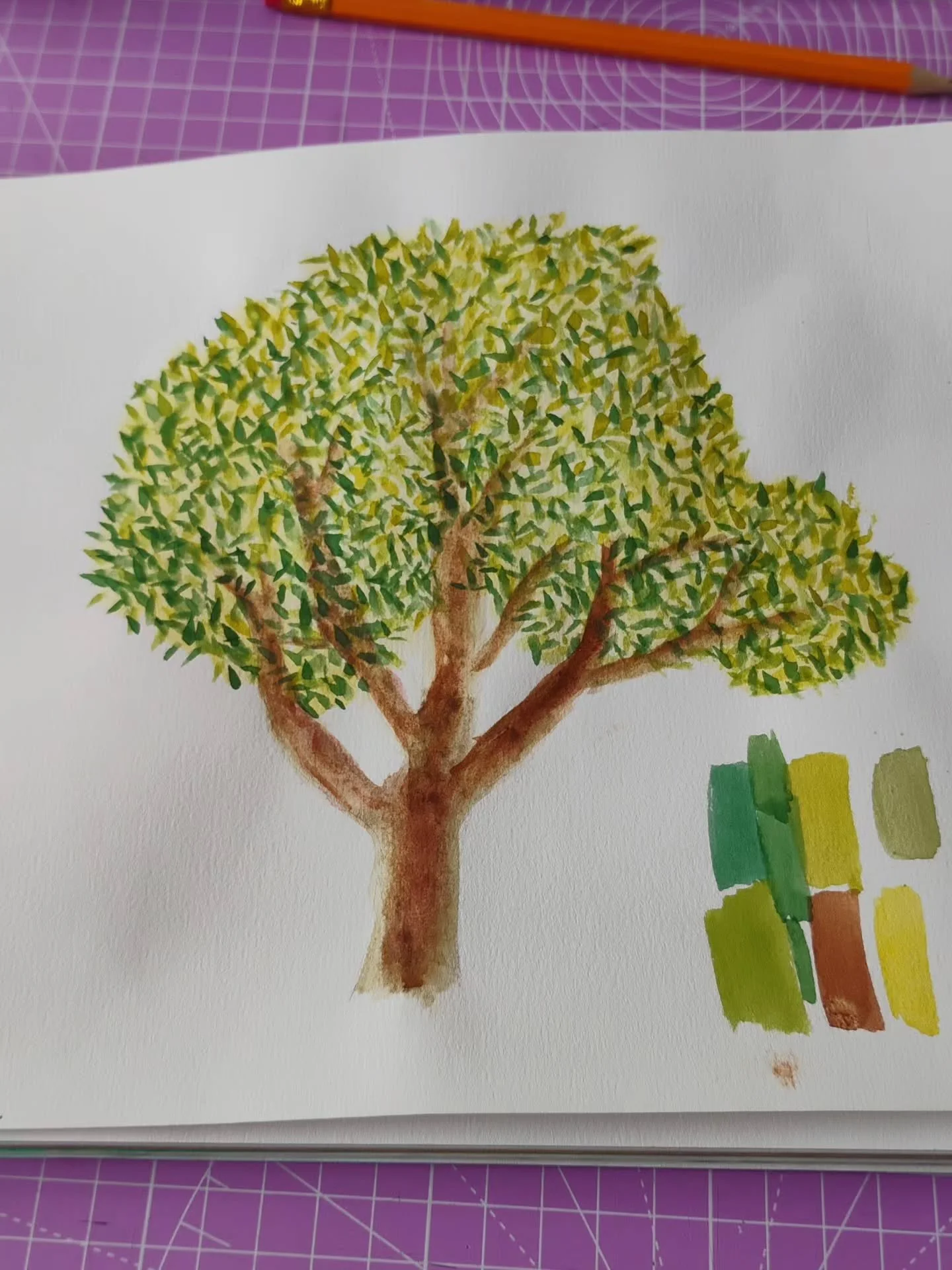 Some arts and crafts from August.

1. Practicing some watercolor painting skills. This is based on one of the trees outside my house.

2. Another @wimperisembroidery #westitchkit (the best embroidery kits!) with a few rouge colour choices

3. I love 