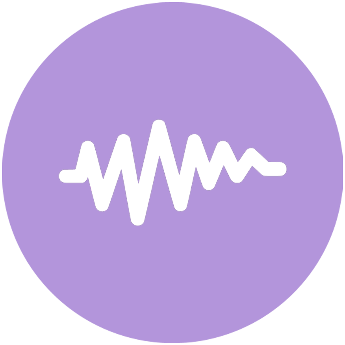 Audio waveform icon on a purple background.