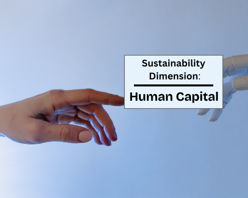 Human hand reaching out to touch an AI or robotic hand to symbolize the connection between human and AI labor.