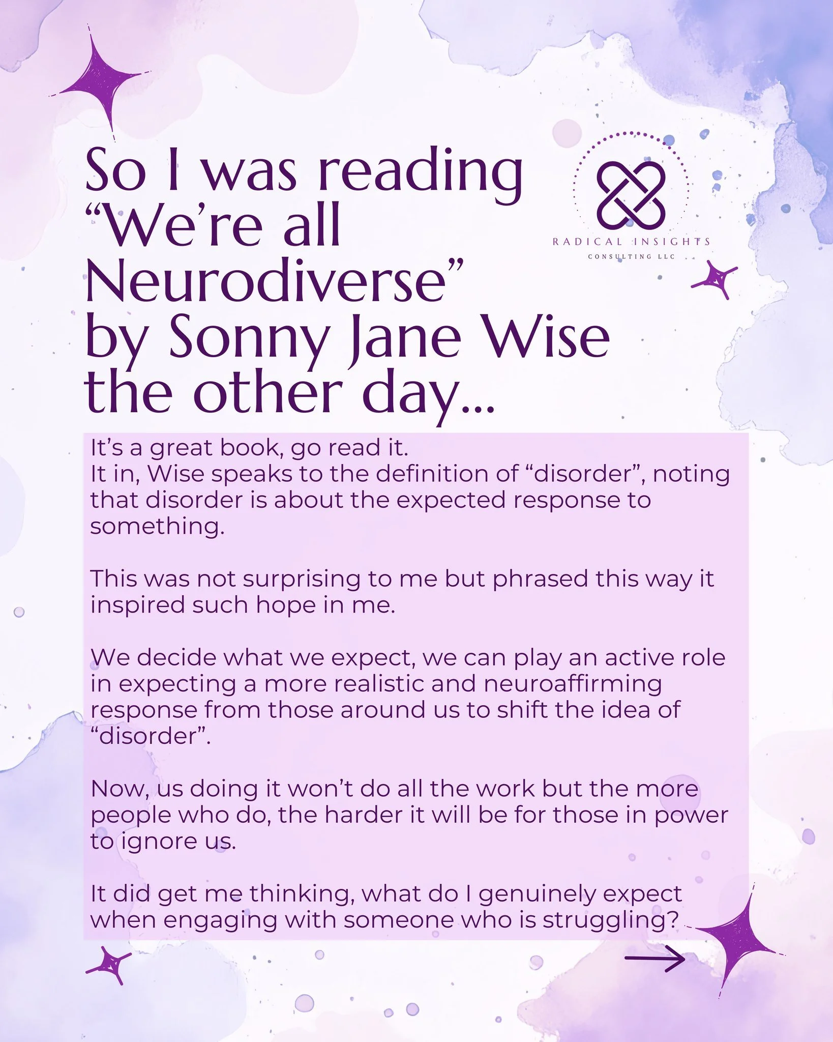 Some thoughts on dismantling &quot;disorder&quot;! I want to know, what do you expect from yourself, your loved ones, your acquaintances, some random on the street, your worst enemy? How do you support an expanding of expectation within yourself and 