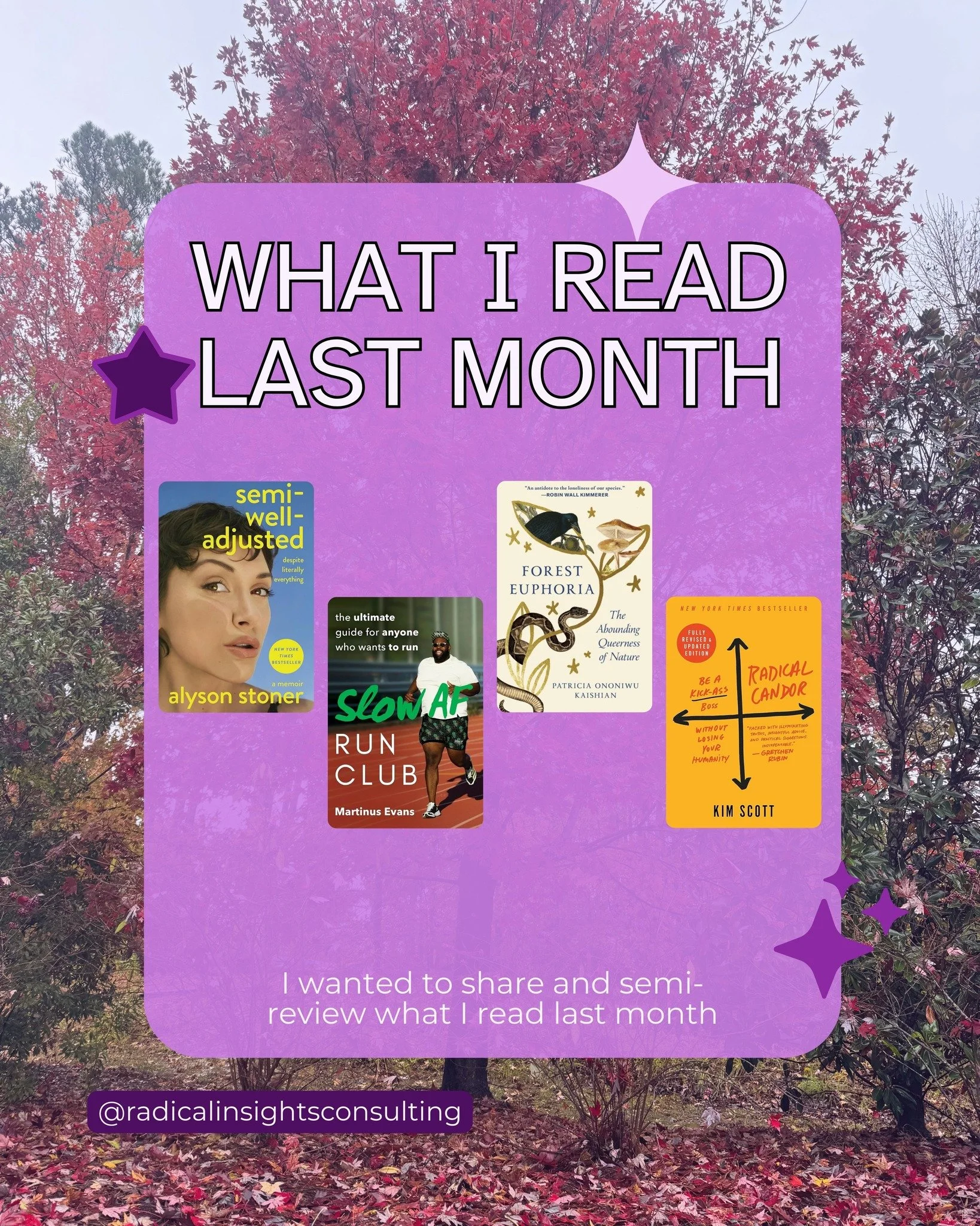 Read some great books in November! What are you rounding the year out reading?

 #MentalWellness #mentalwellness #communication #SocialJustice #socialjustice #mentalhealthmatters #queer #queerbooks