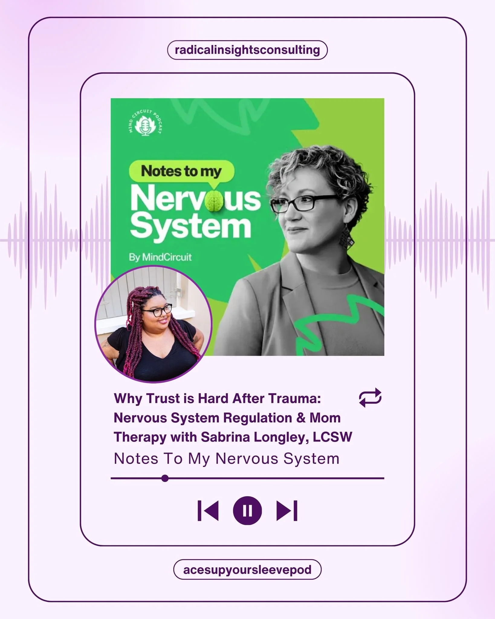 Had a wonderful time sitting down with Erin Vandermore, LCMHC to discuss trust after trauma on her podcast Notes to my Nervous System. Make sure to listen wherever you get your podcasts! 

 #therapist #socialworkersofinstagram #inclusivetherapy #soci