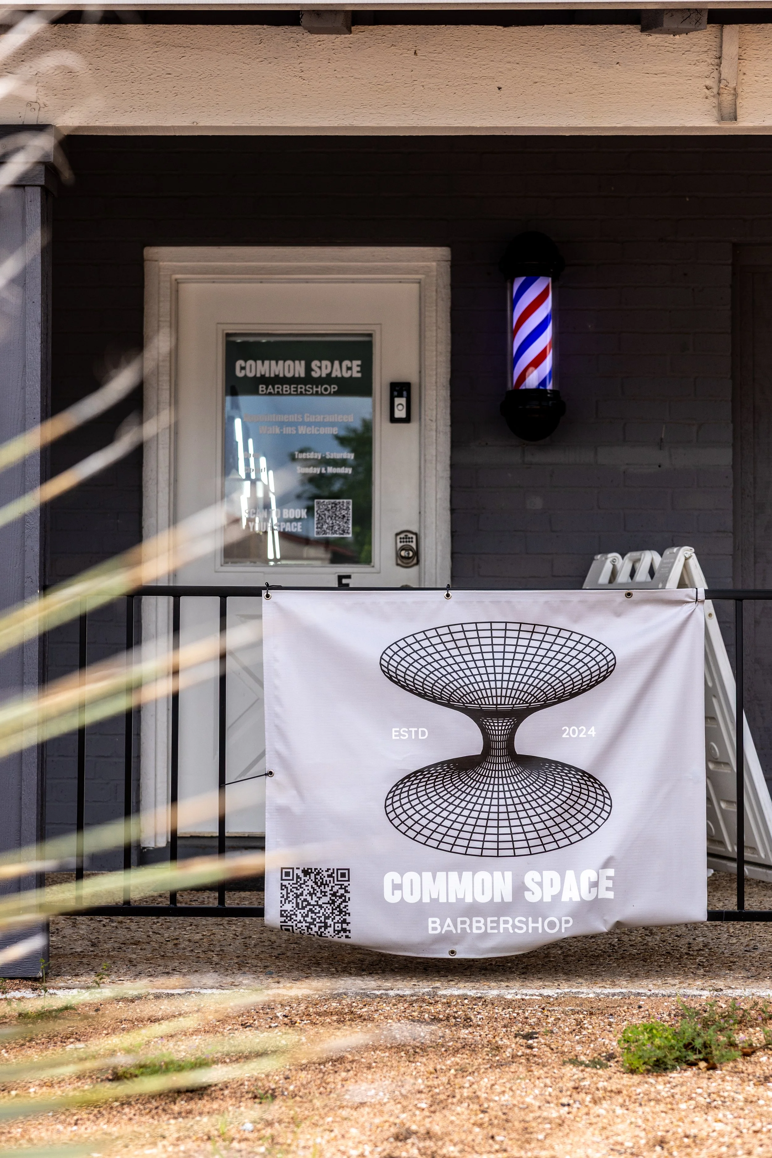 Barbershop entrance for Common Space located in westgate austin