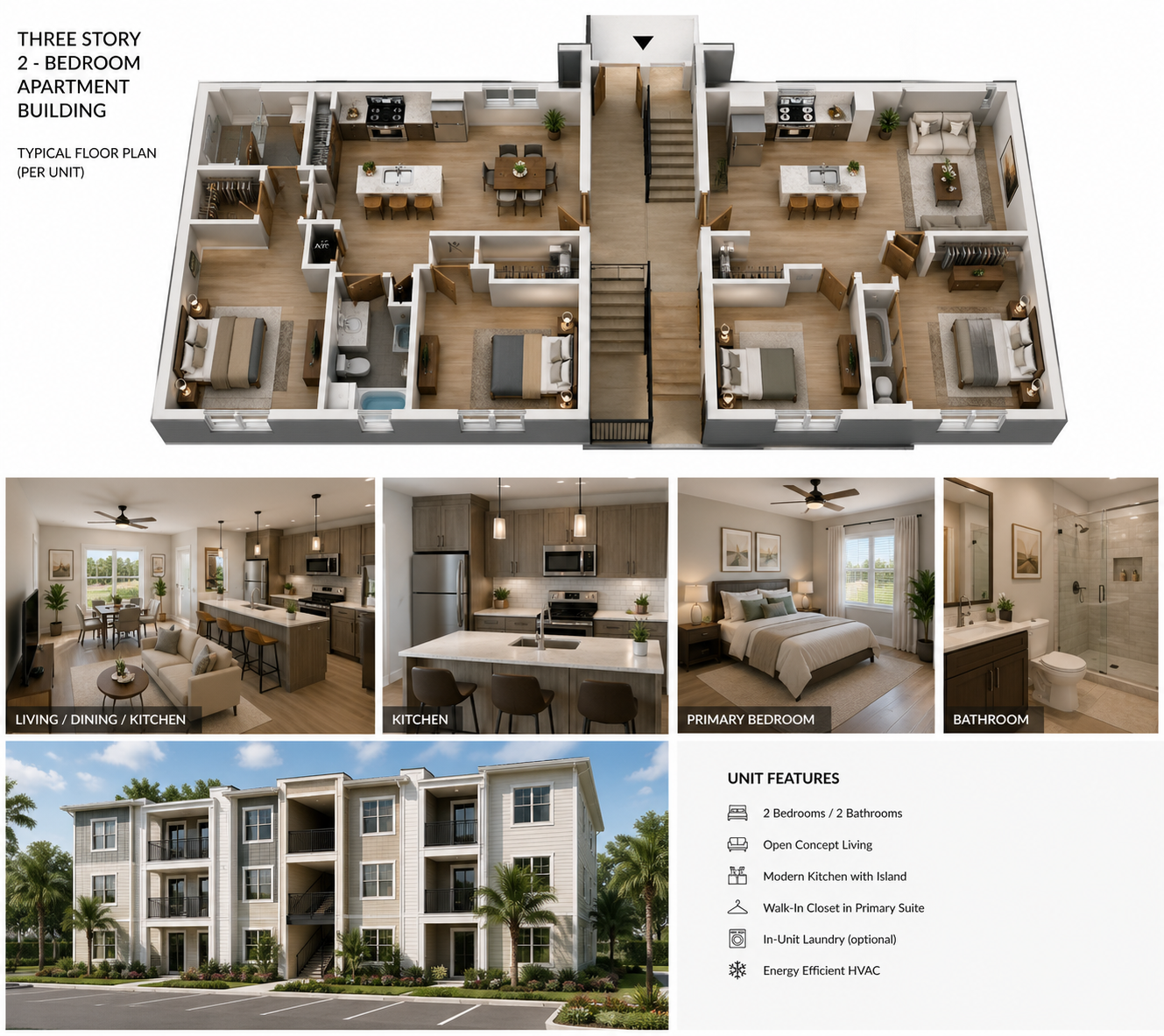 Modern senior living community exterior at dusk, 4707 E Henry Ave Tampa FL, designed by id Designs & Co.®