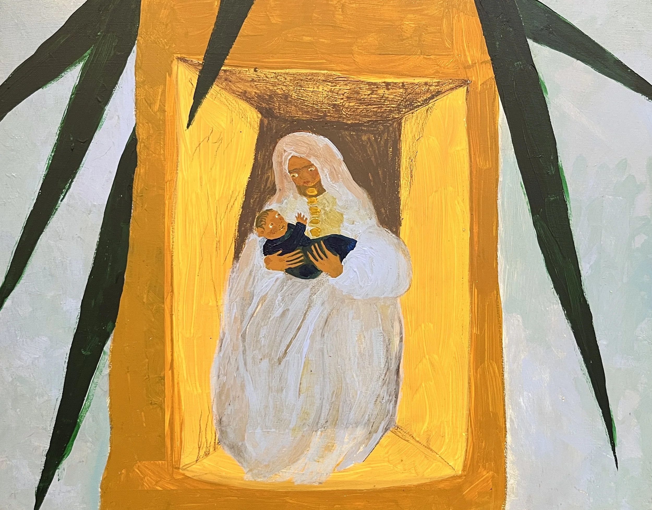 The son born of a date palm in Bethlehem and his mother as she cries at the world he’s born into
