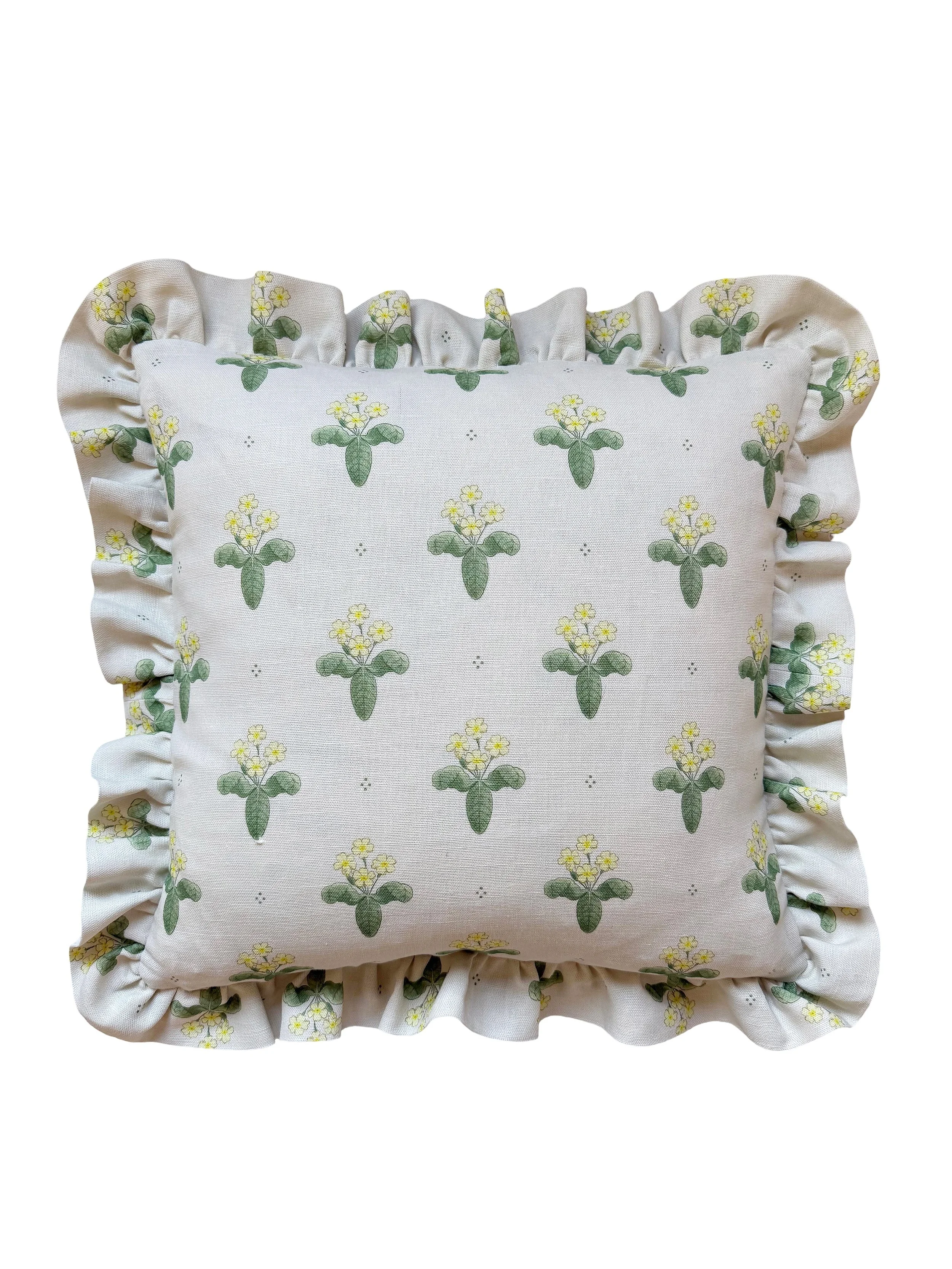 Primrose Ruffled Cushion in Chalk