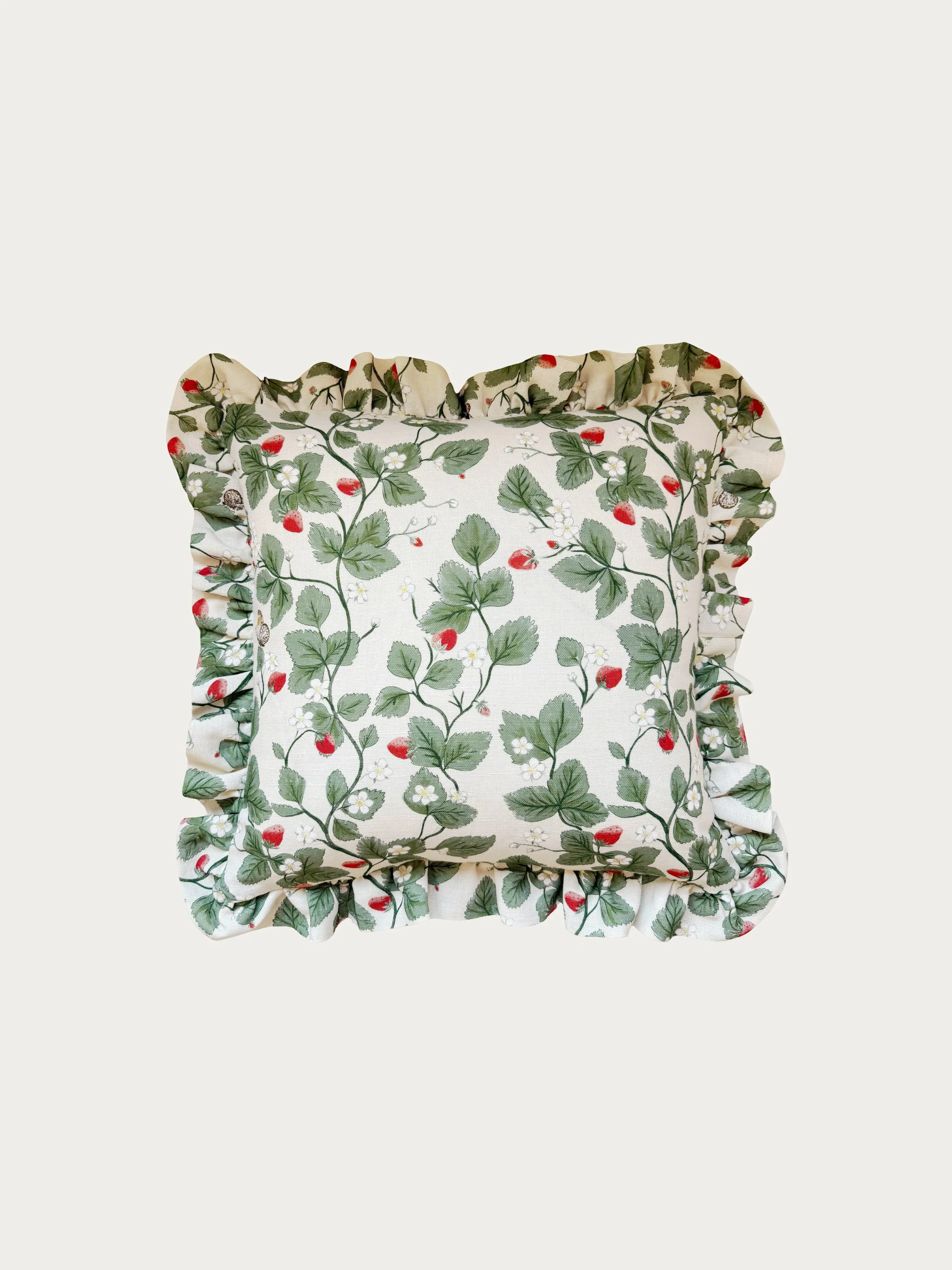 Trailing Strawberries Ruffled Cushion