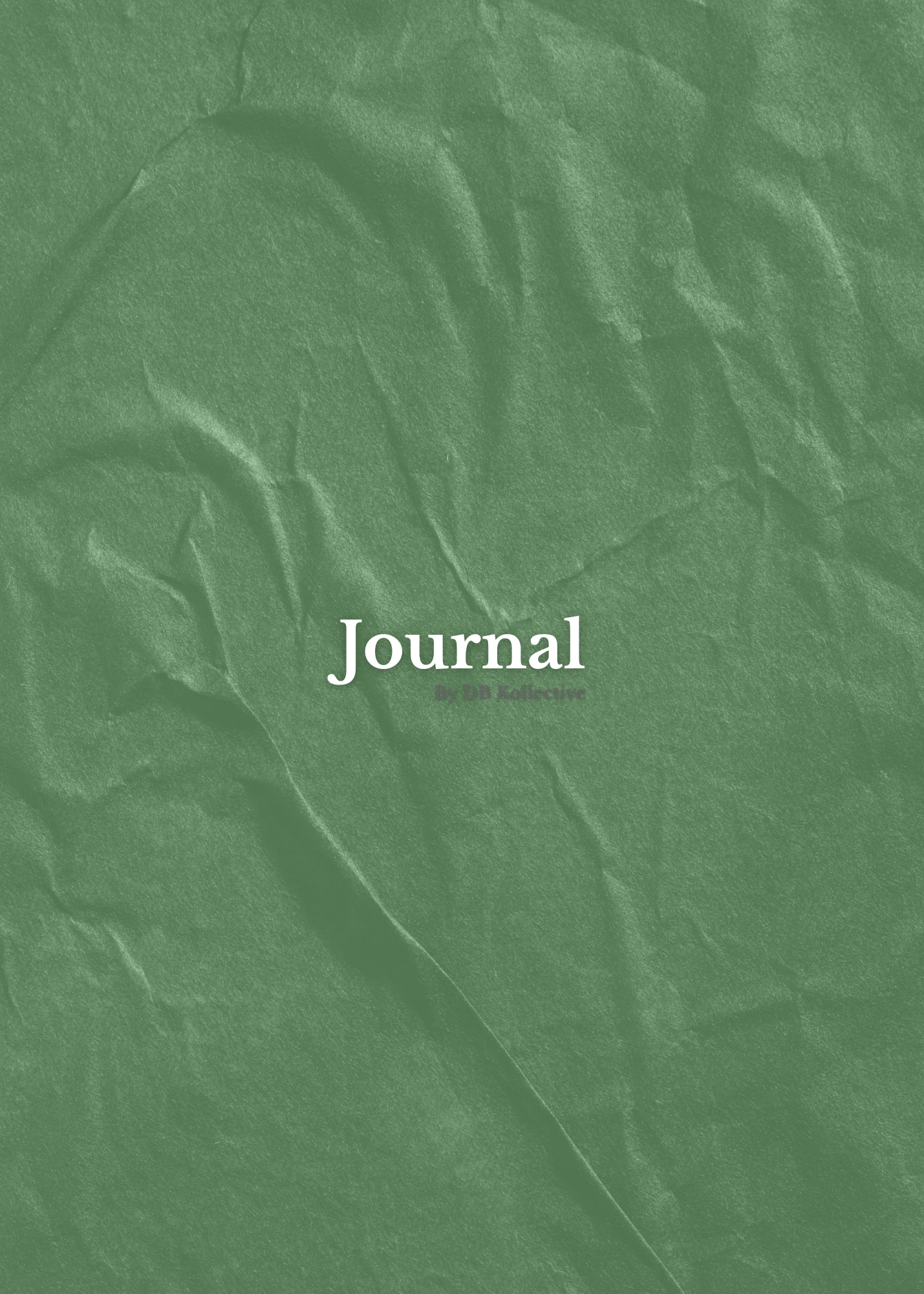 Green textured journal cover with the word "Journal" in white centered on the front.