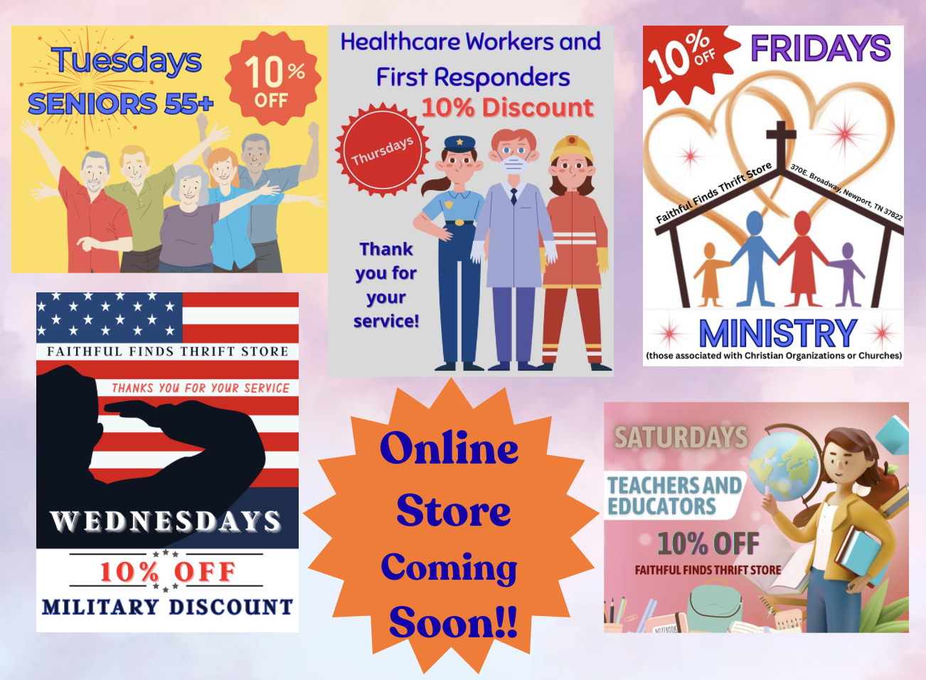Thrift Stores Hours and Daily Discounts