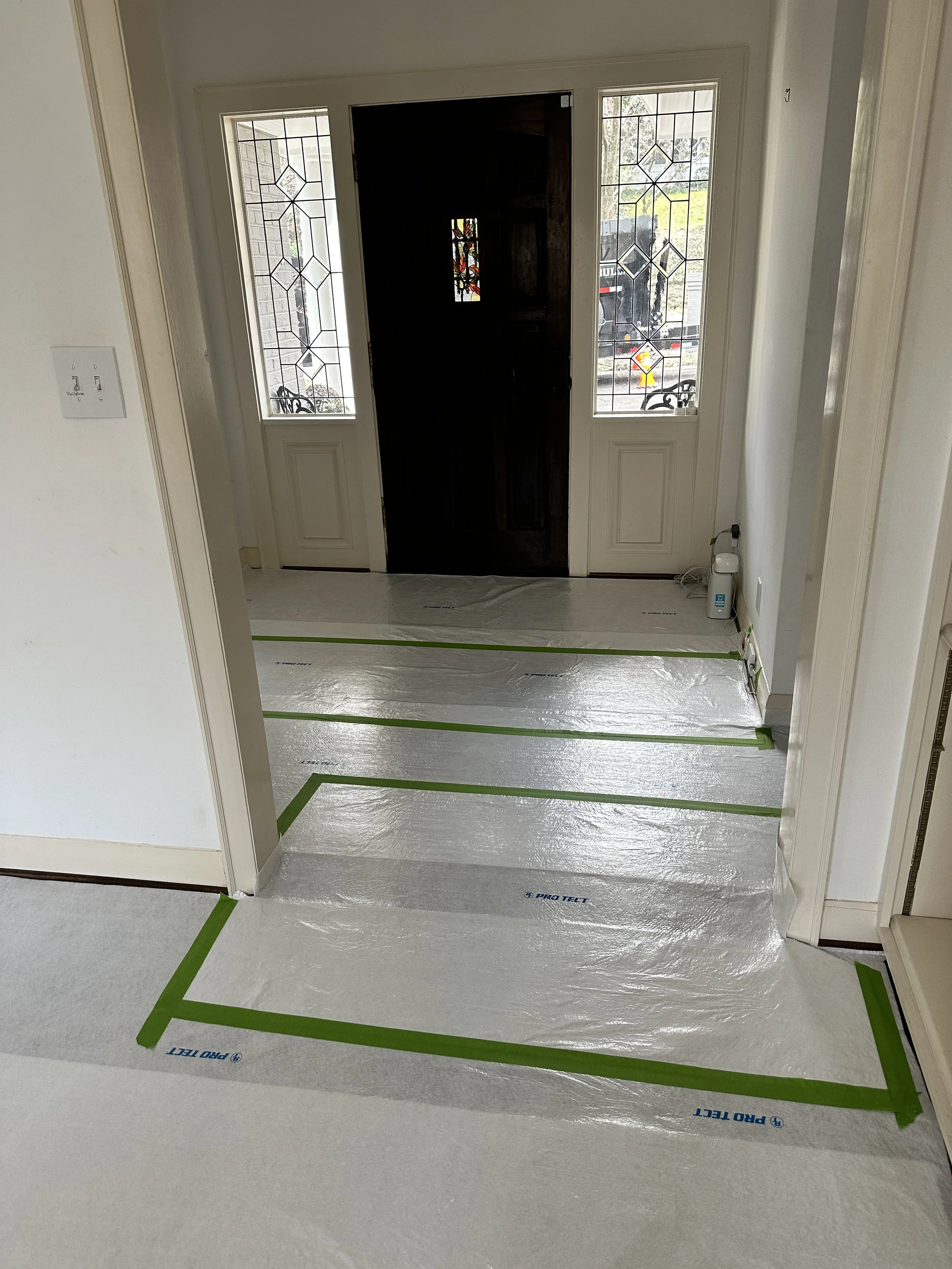 Floor and cabinet protection covering kitchen during remodel, Winston-Salem NC Buena Vista